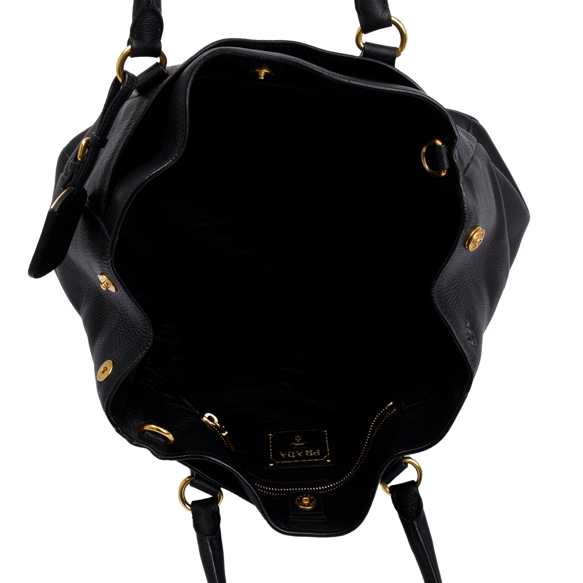 Prada Black Vitello Daino Convertible Tote w/ Strap