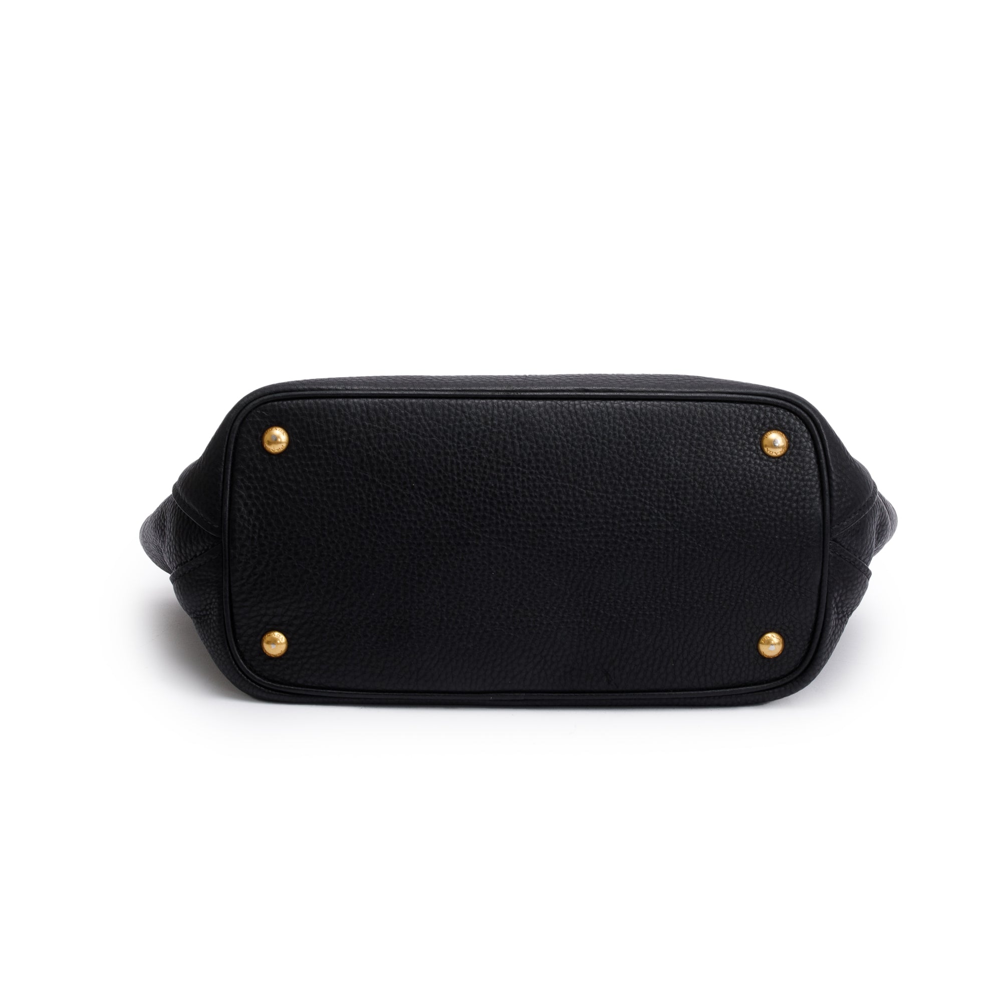 Prada Black Vitello Daino Handle Tote Bag w/ Strap