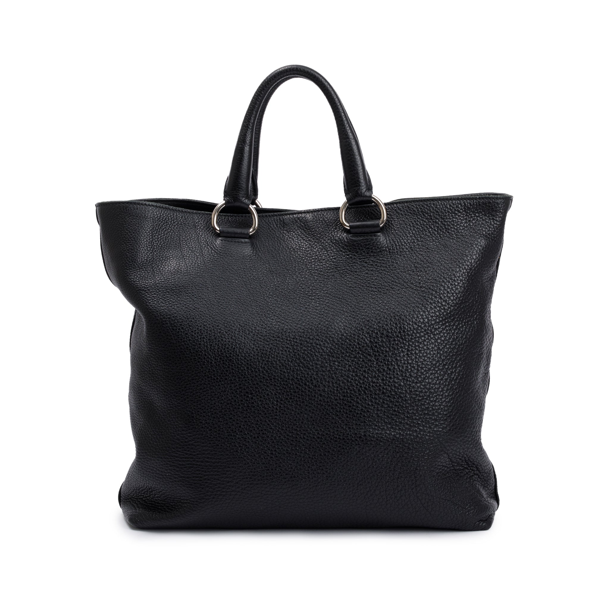 Prada Black Vitello Daino Leather Large Shopping Tote w/ Strap