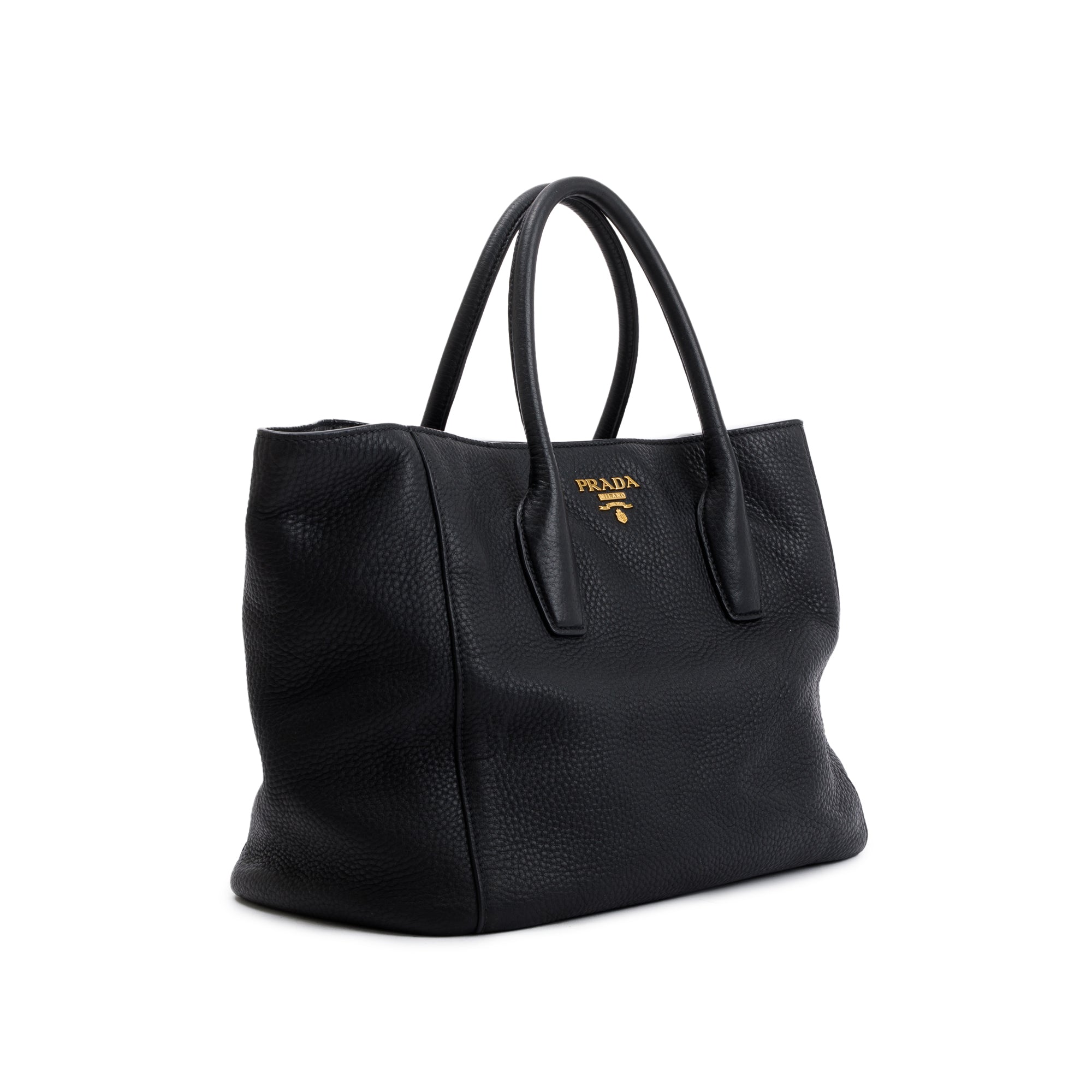 Prada Black Vitello Daino Leather Open Tote