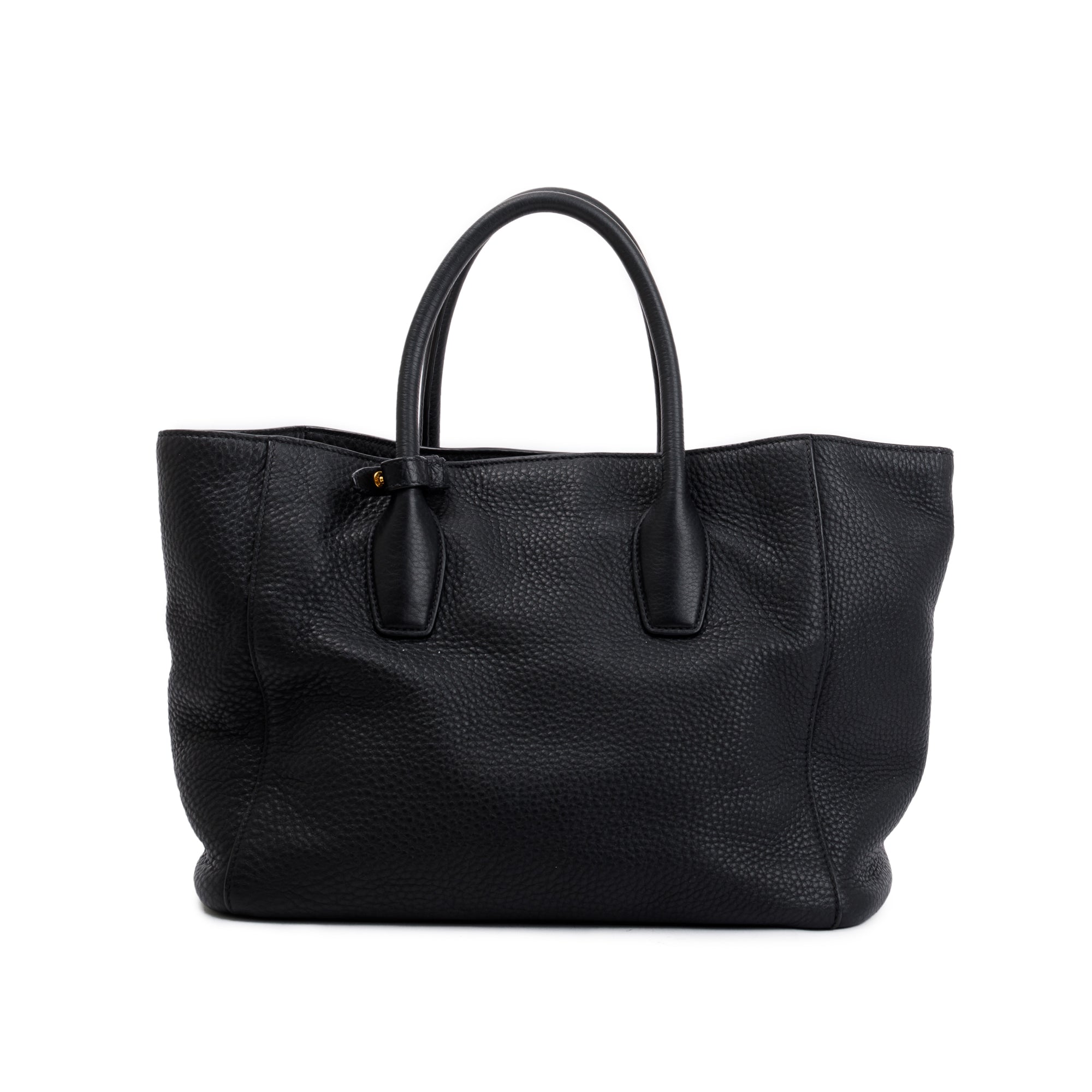 Prada Black Vitello Daino Leather Open Tote