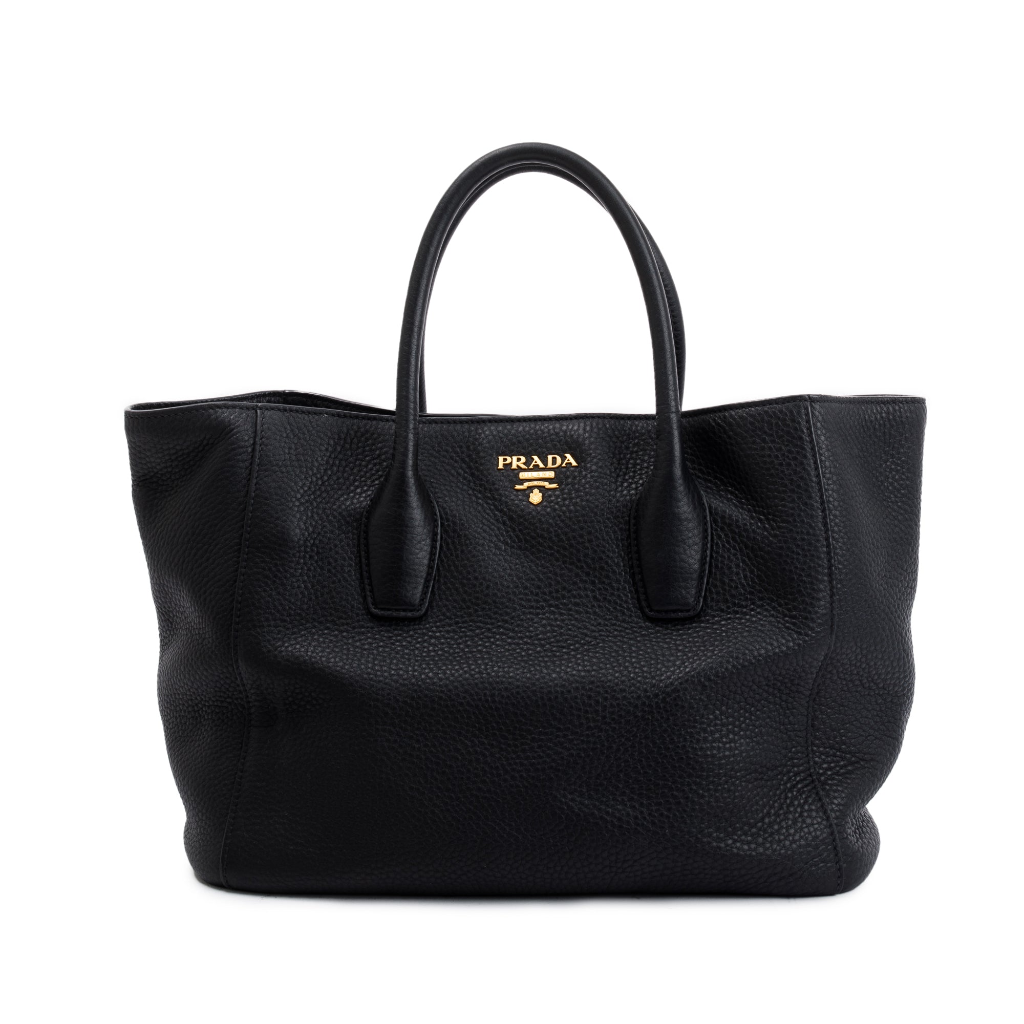 Prada Black Vitello Daino Leather Open Tote