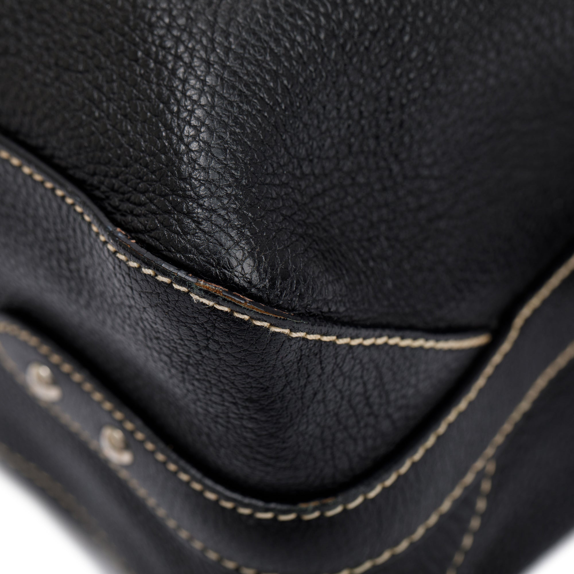 Prada Black Vitello Daino Leather Rope Hobo Bag