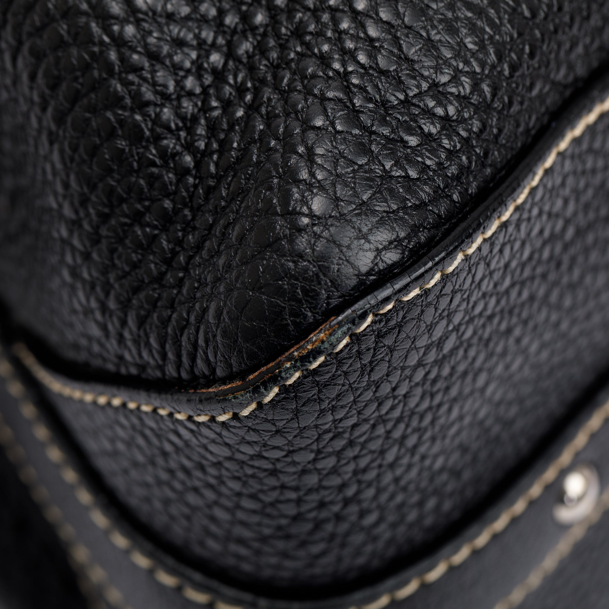 Prada Black Vitello Daino Leather Rope Hobo Bag