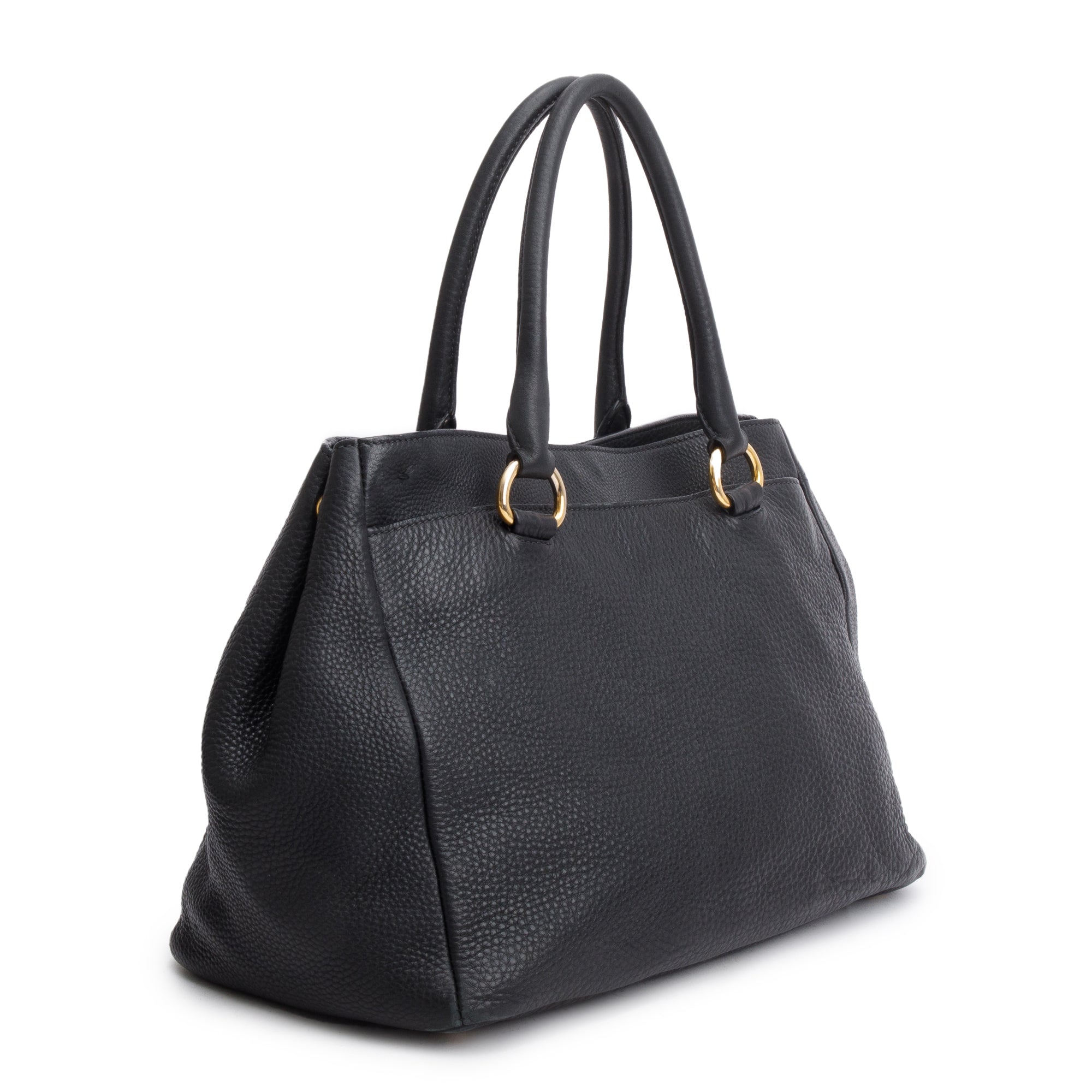 Prada Black Vitello Daino Leather Shoulder Bag w/ Strap