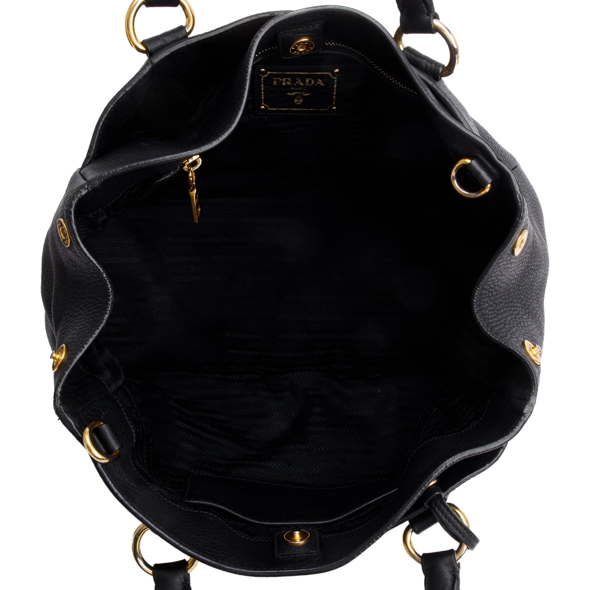 Prada Black Vitello Daino Leather Shoulder Bag w/ Strap