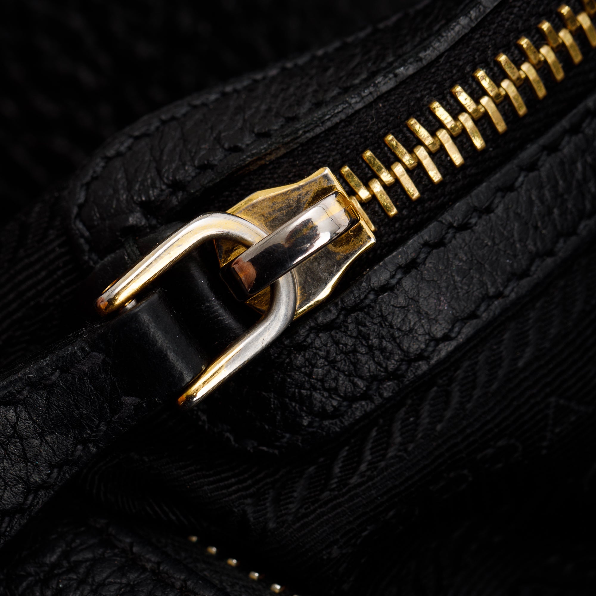 Prada Black Vitello Daino Leather Zip Top Hobo