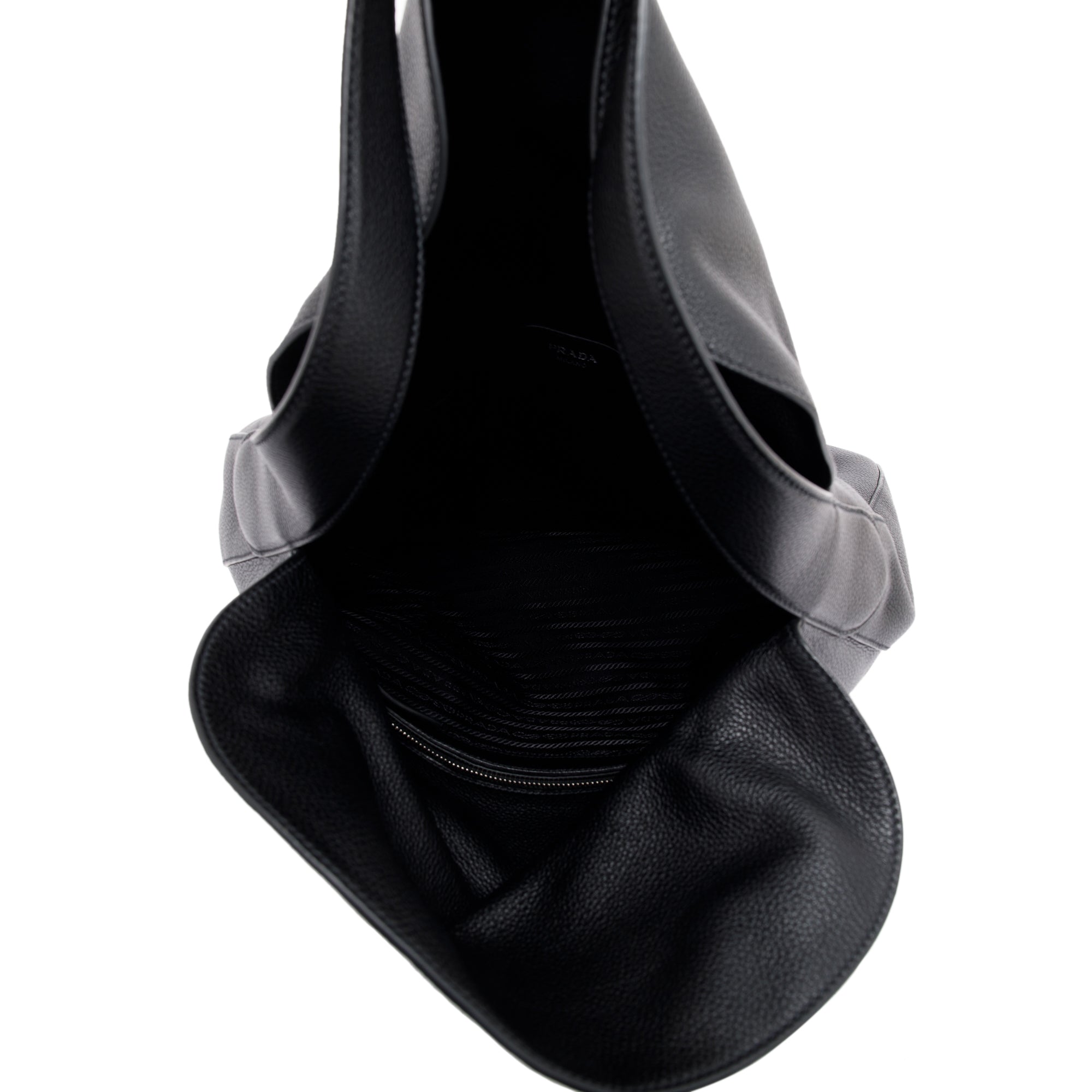 Prada Black Vitello Daino Medium Double Flap Hobo w/ Authenticity Card