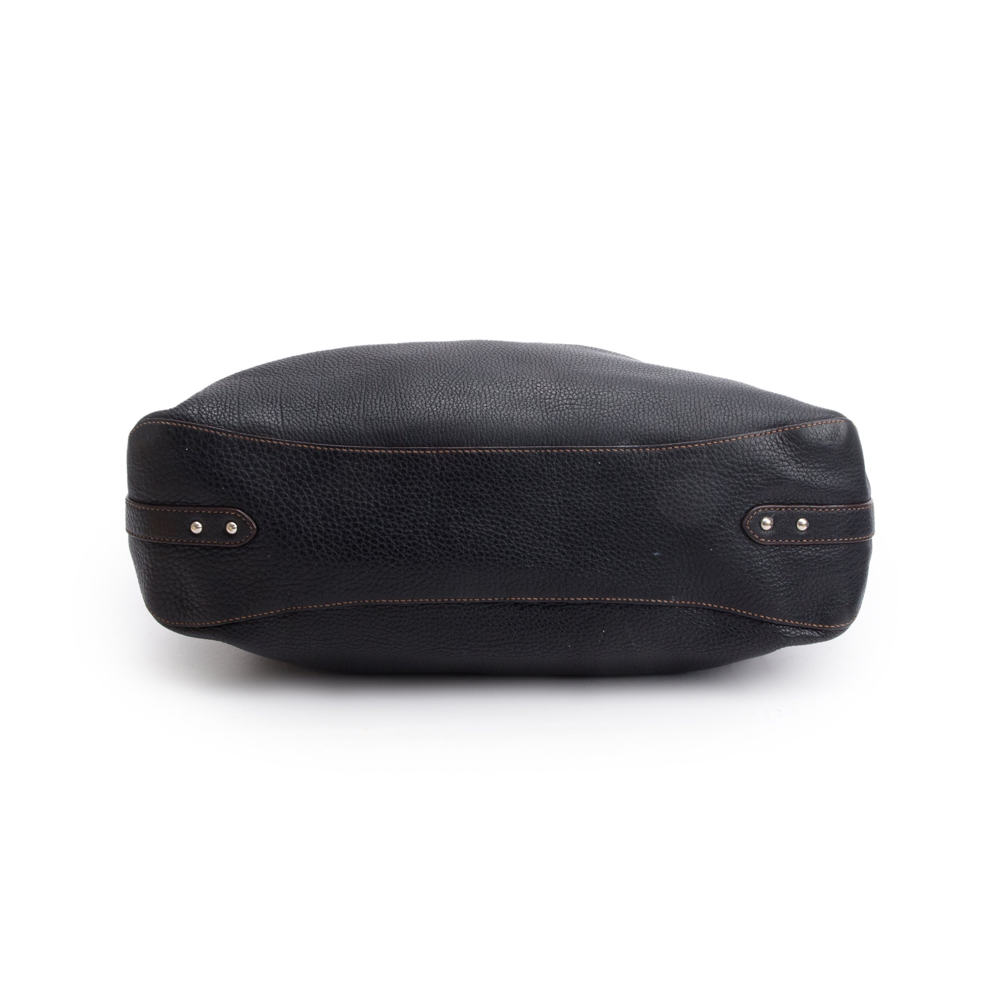 Prada Black Vitello Daino Medium Logo Hobo Bag