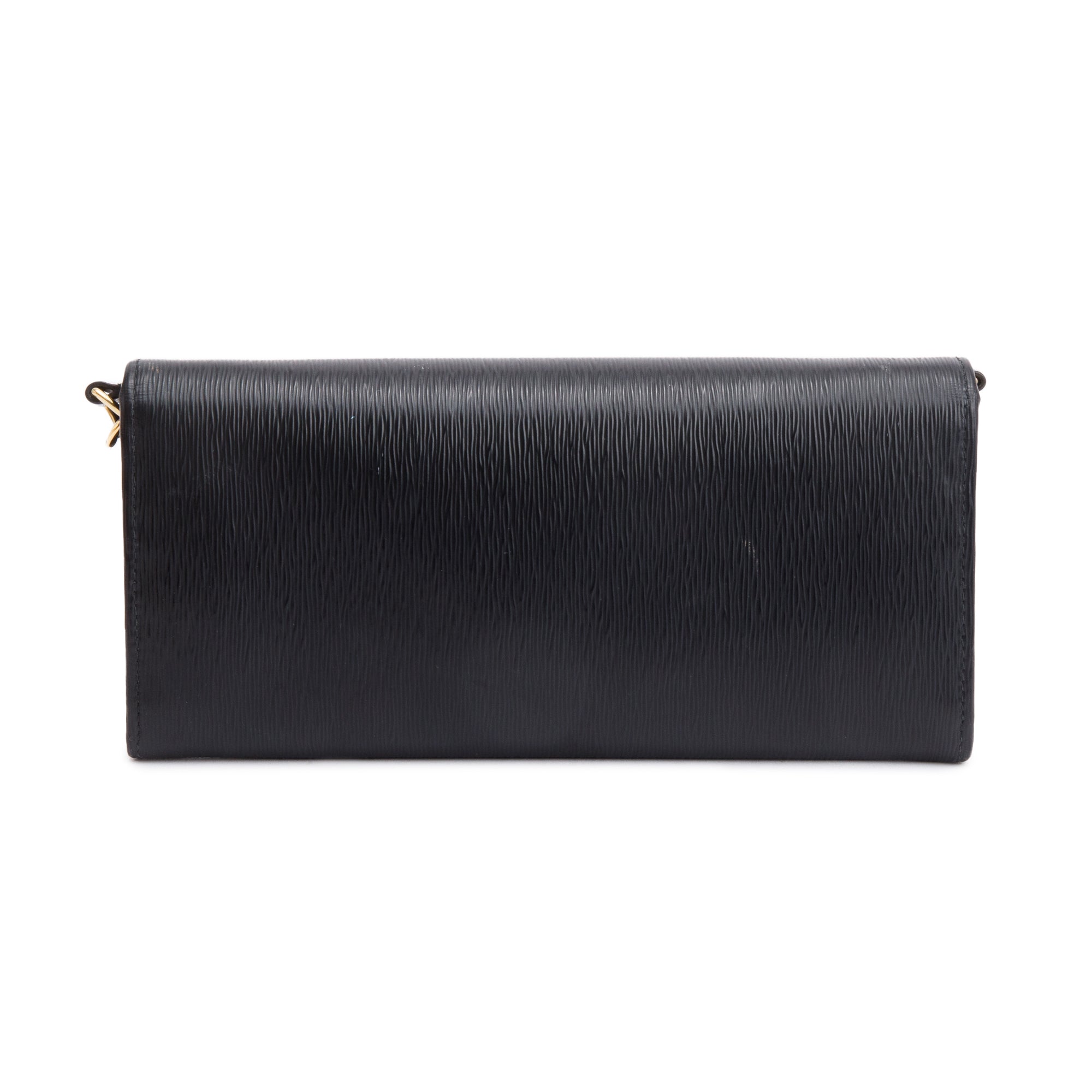 Prada Black Vitello Move Continental Wallet on Chain w/ Box