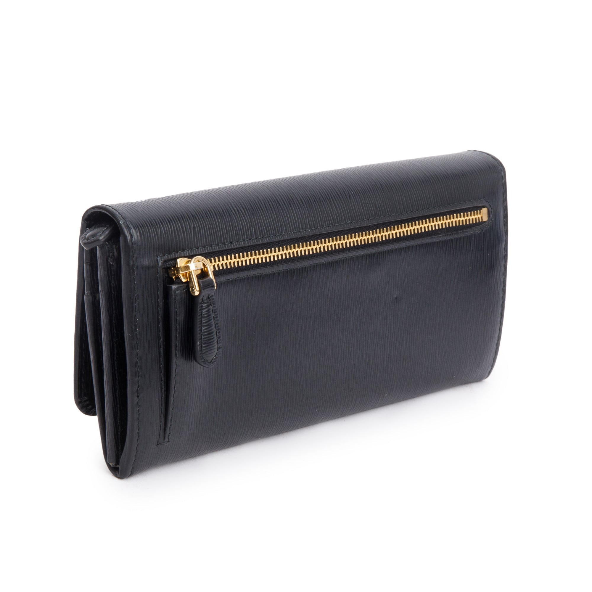 Prada Black Vitello Move Leather Continental Wallet w/ Box