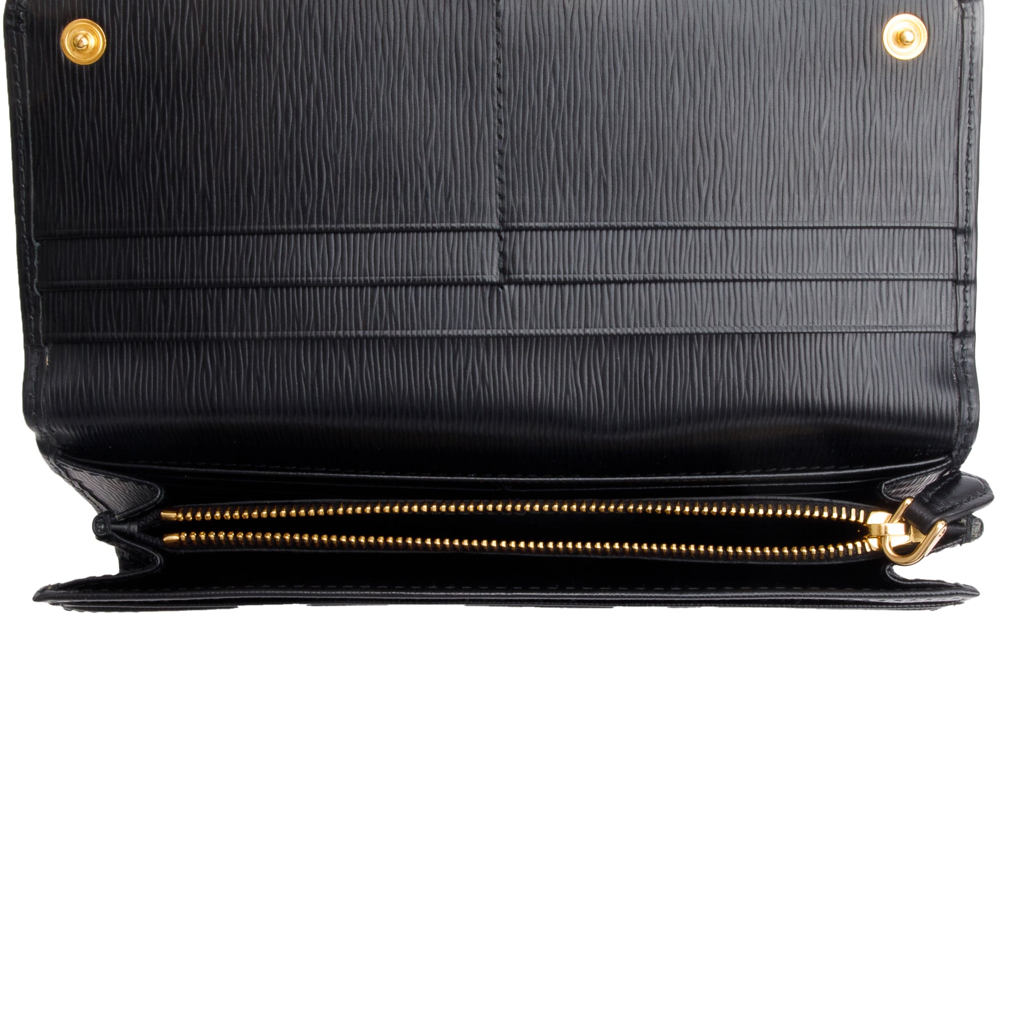 Prada Black Vitello Move Leather Continental Wallet w/ Box