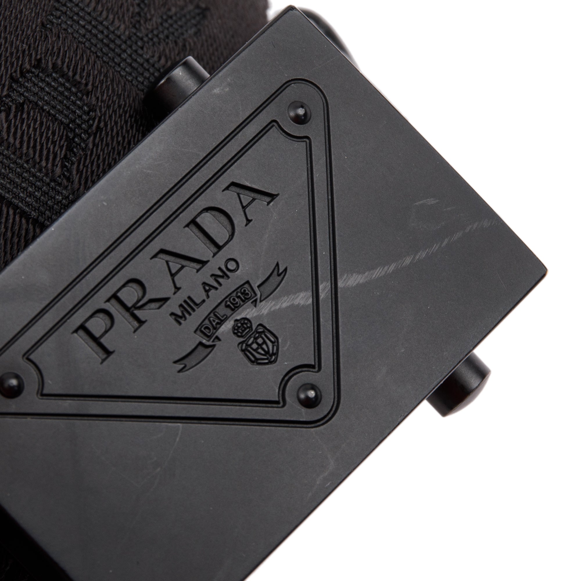 Prada Black Woven Nylon Belt, Size 90 36
