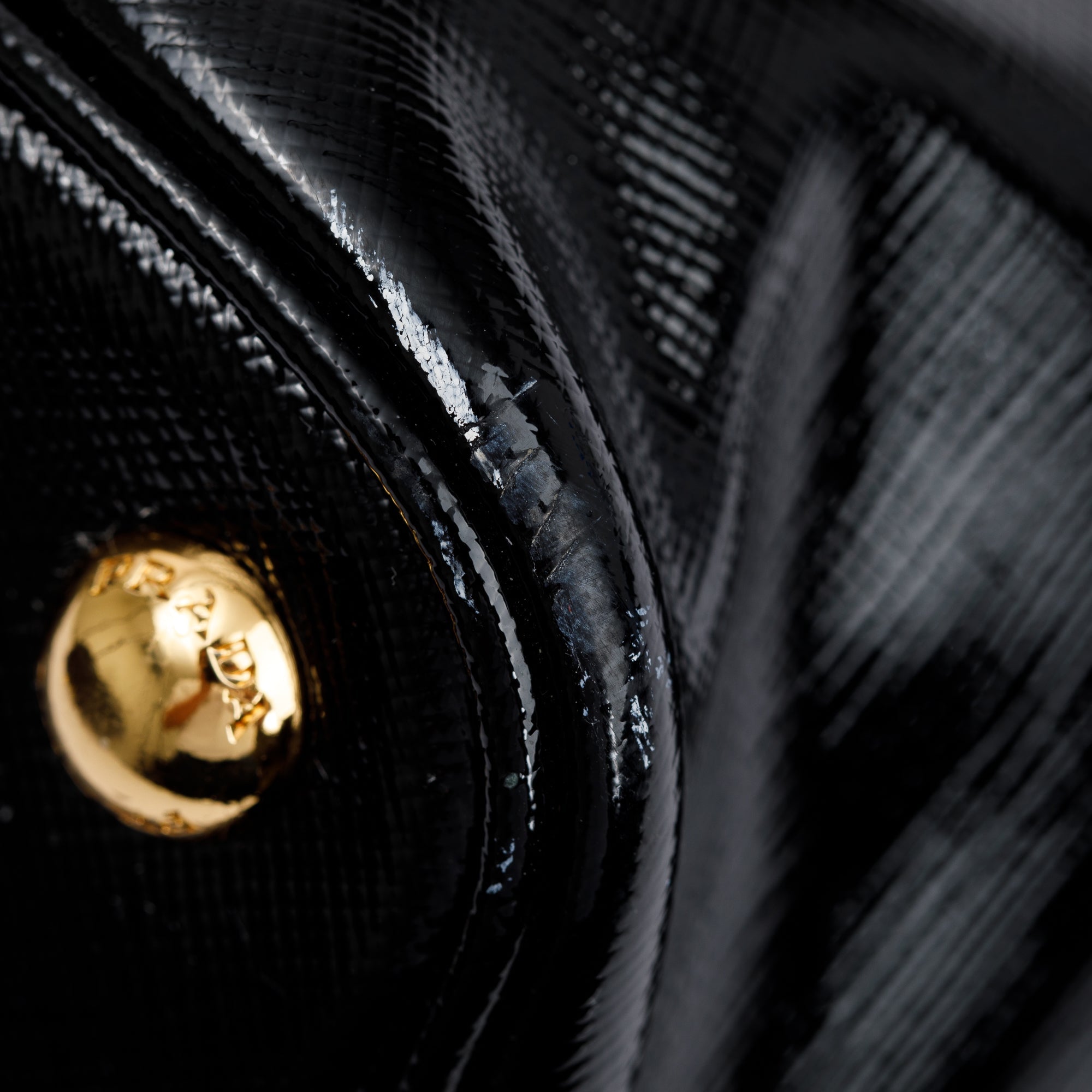 Prada Black/Red Saffiano Vernice Shiny Medium Cuir Double Tote w/ Strap