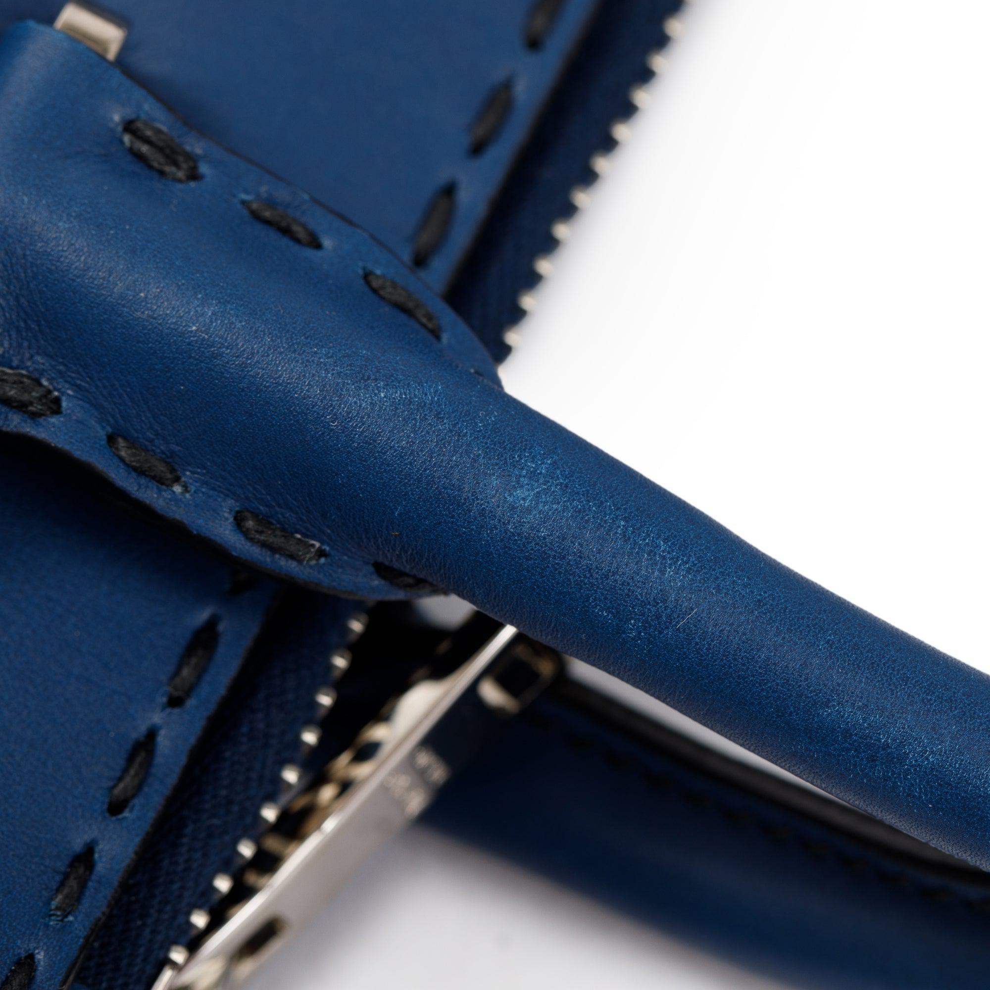 Prada Blue City Calf Small Twin Pocket Tote w/ Strap