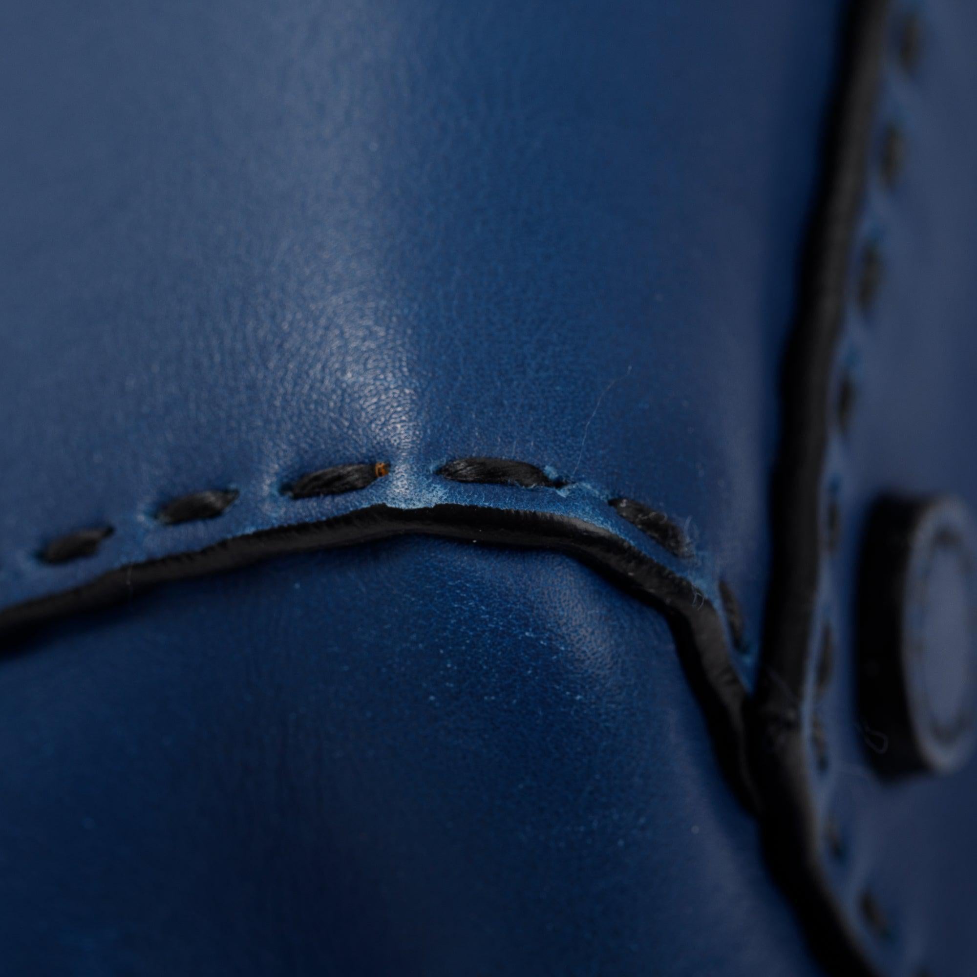 Prada Blue City Calf Small Twin Pocket Tote w/ Strap