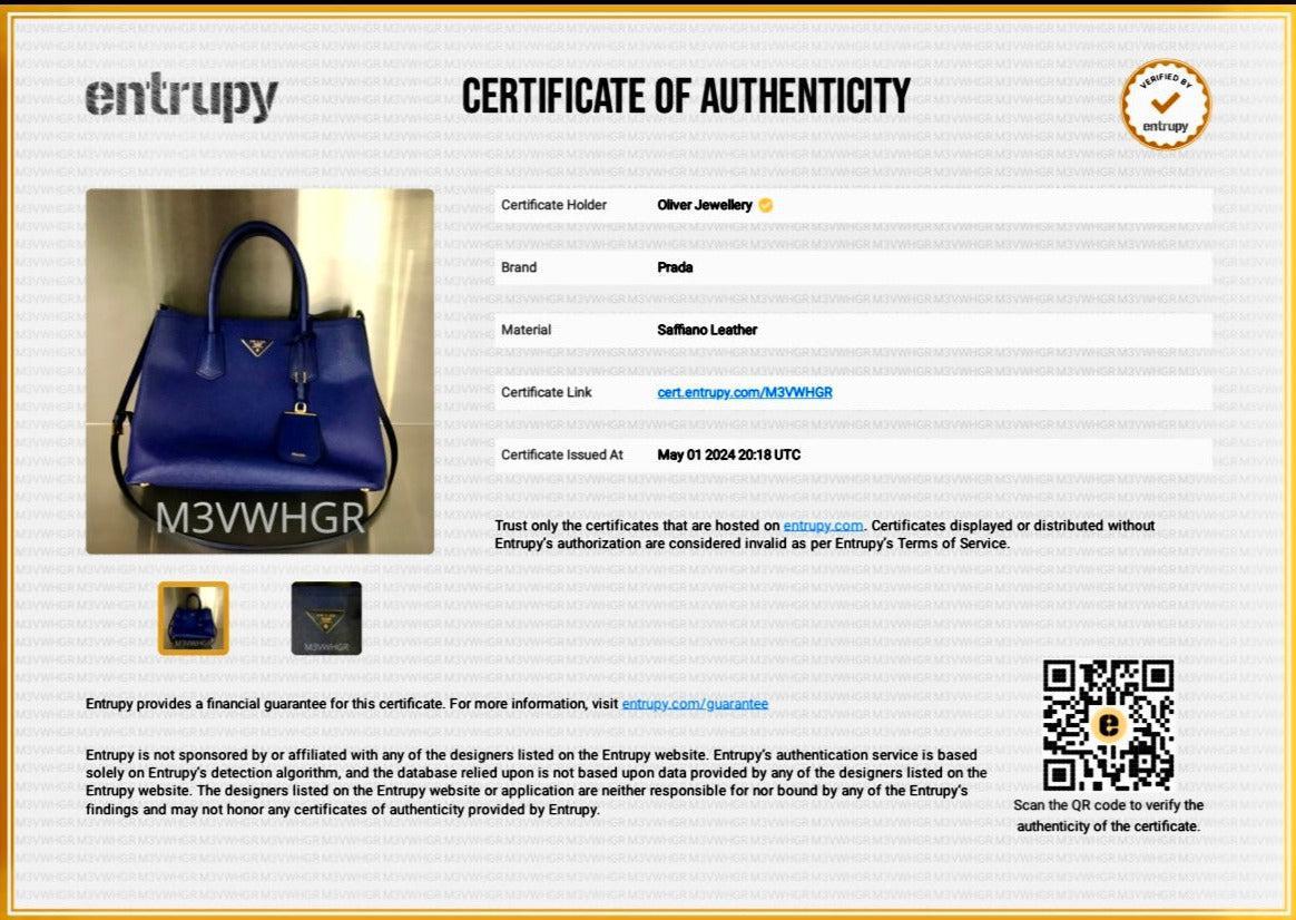 Prada Blue Saffiano Lux Medium Cuir Double Tote w/ Strap