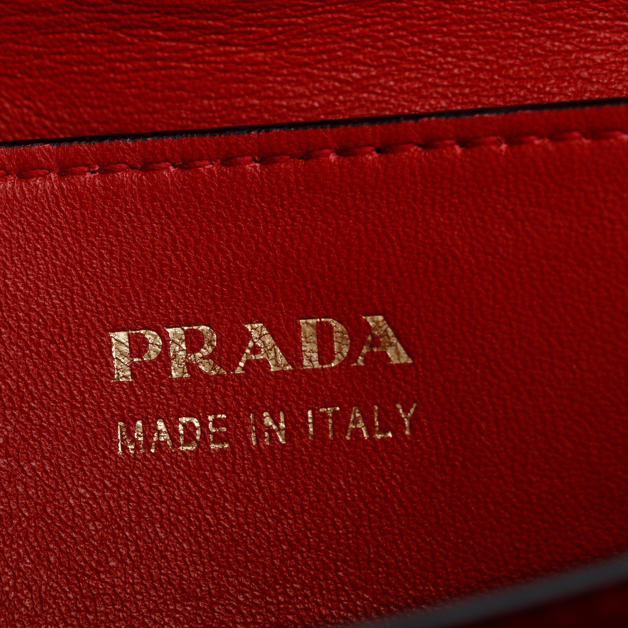 Prada Blue Saffiano Lux Medium Cuir Double Tote w/ Strap