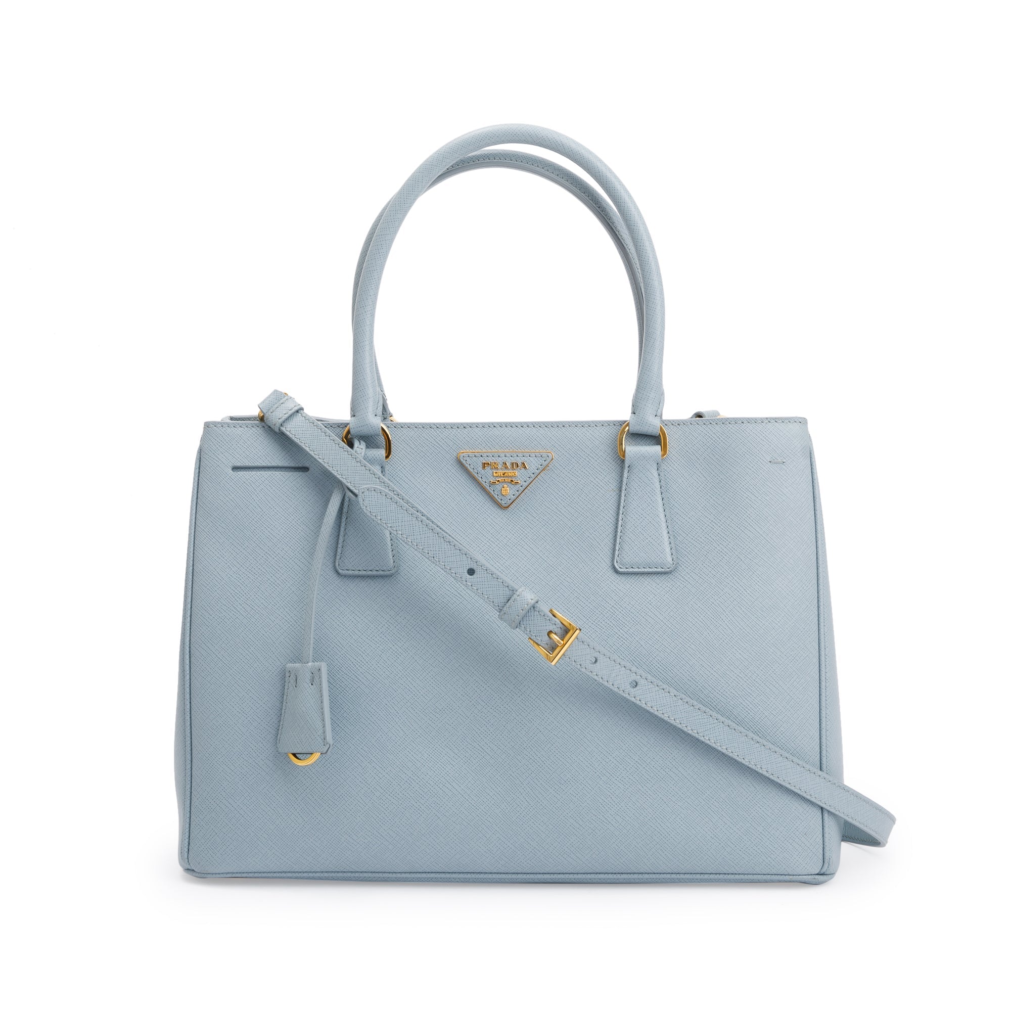 Prada Blue Saffiano Lux Medium Tote w/ Strap & Authenticity Card