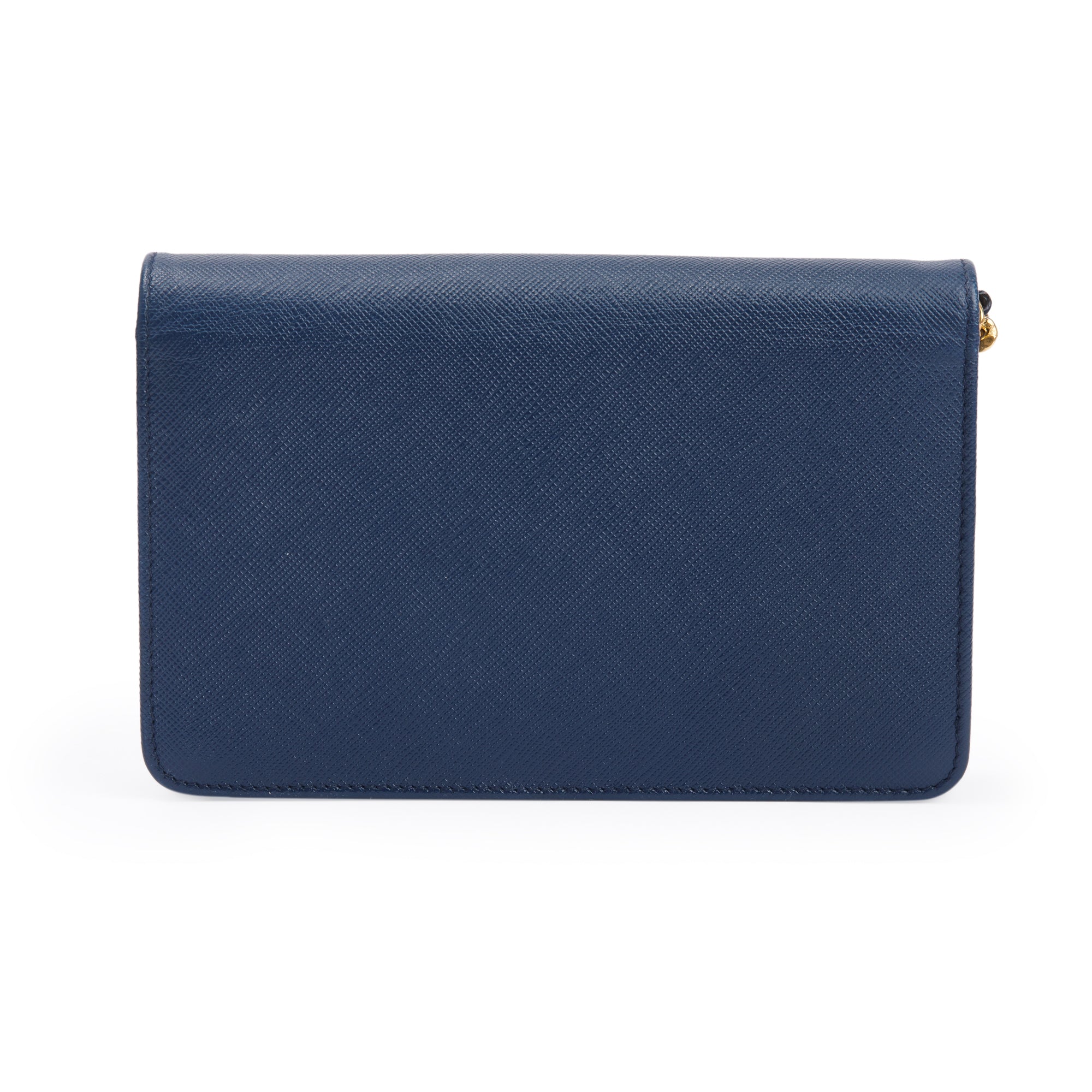 Prada Blue Saffiano Lux Wallet on Chain