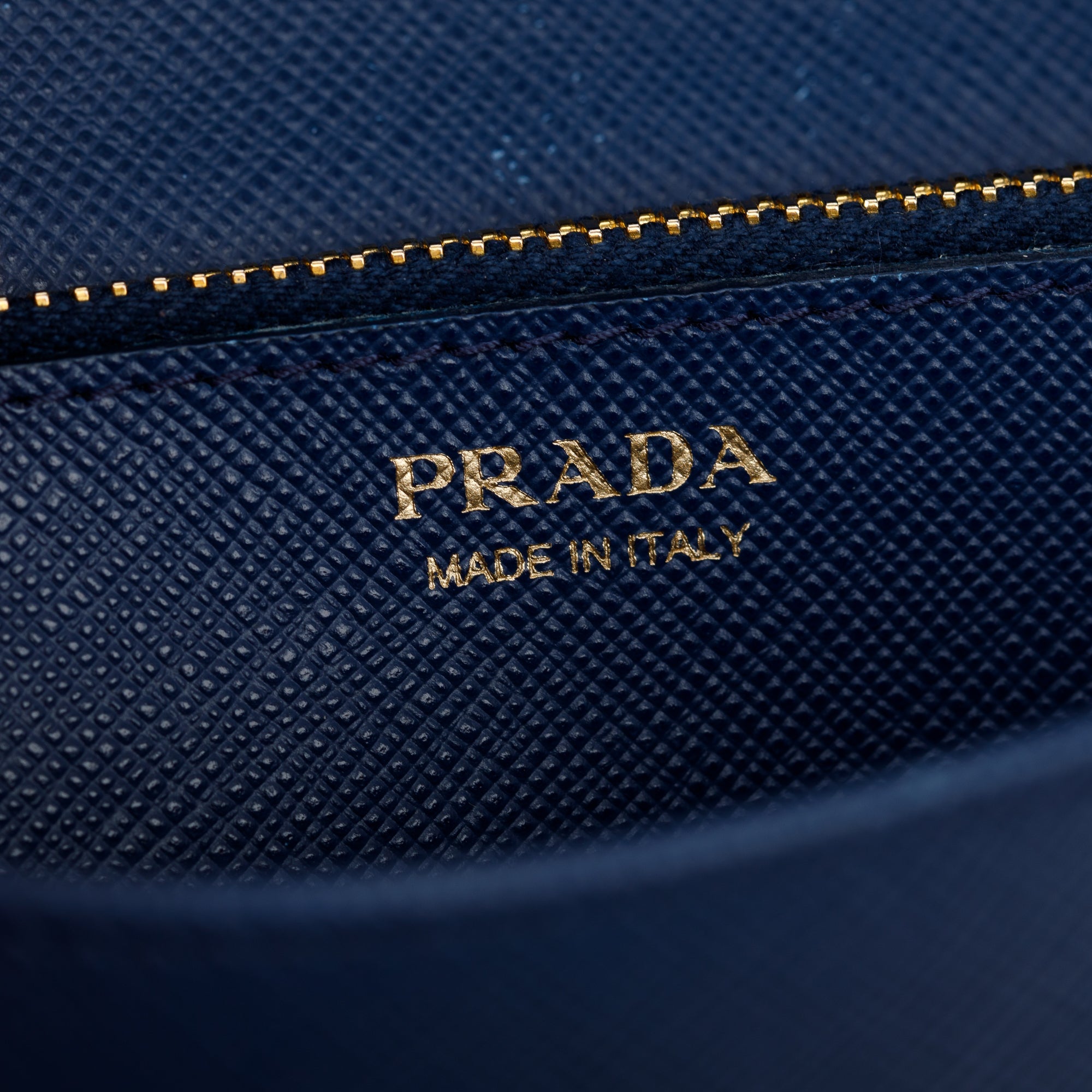 Prada Blue Saffiano Lux Wallet on Chain
