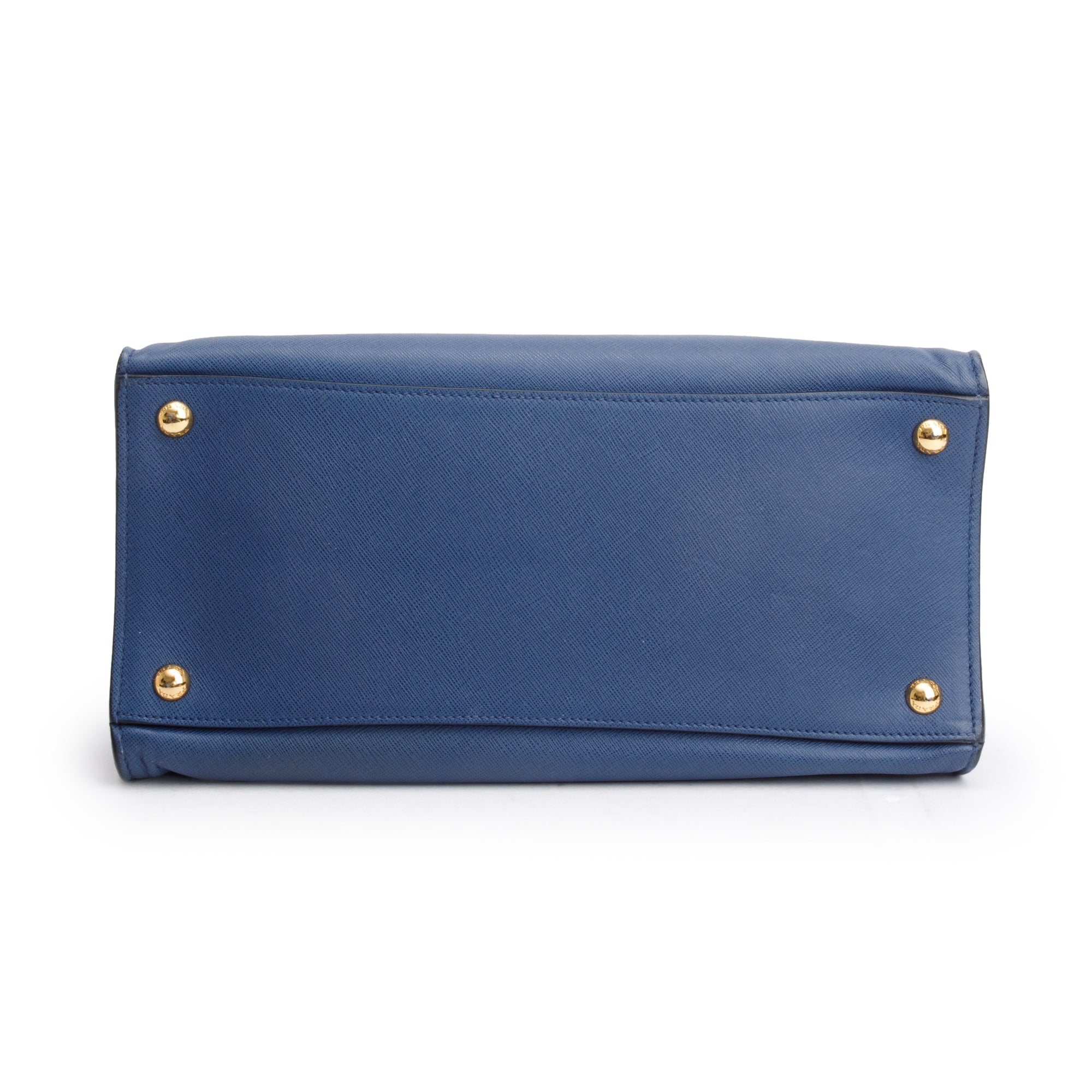 Prada Blue Saffiano Soft Leather Top Handle Tote w/ Strap & Authenticity Card