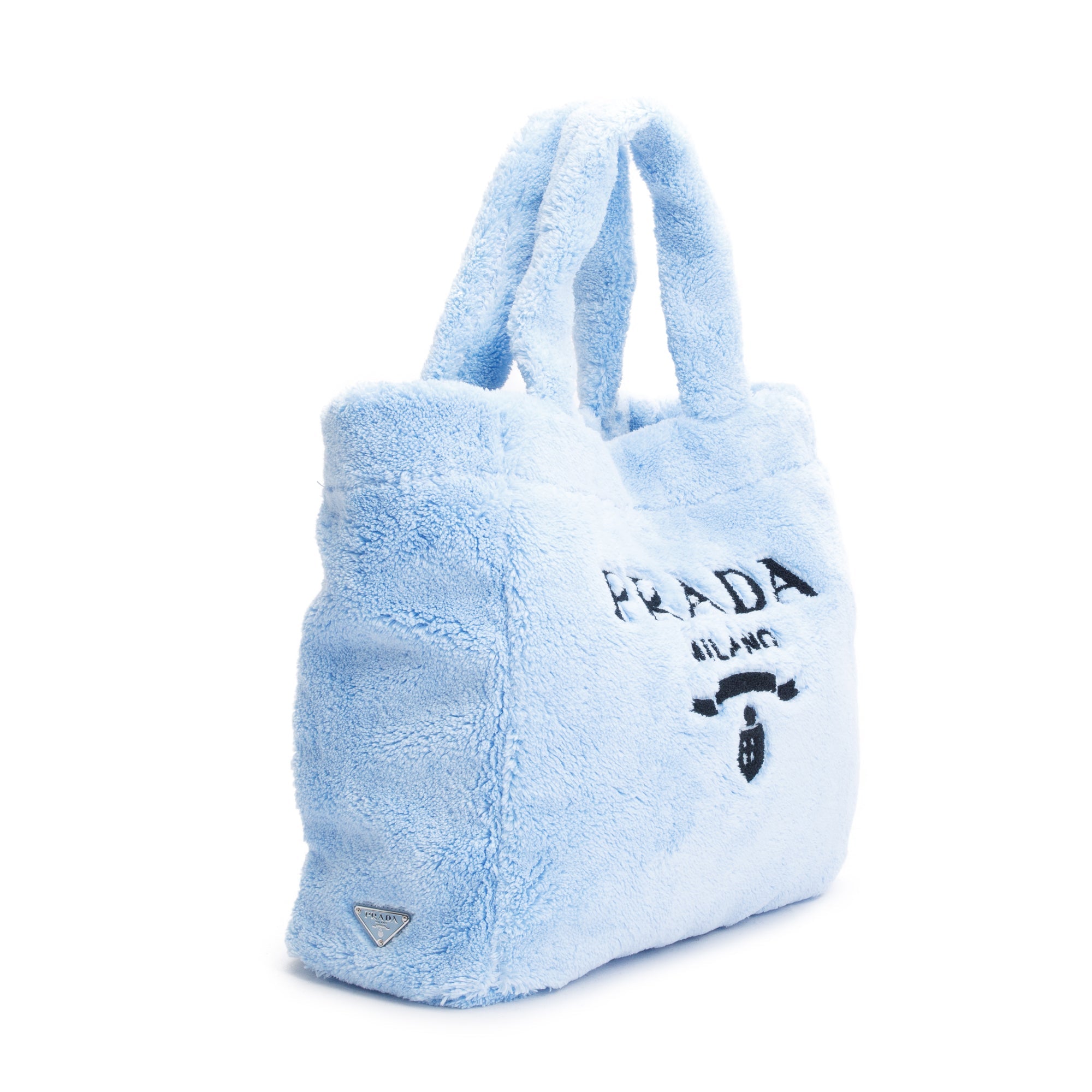 Prada Blue Terry Cloth Logo Tote