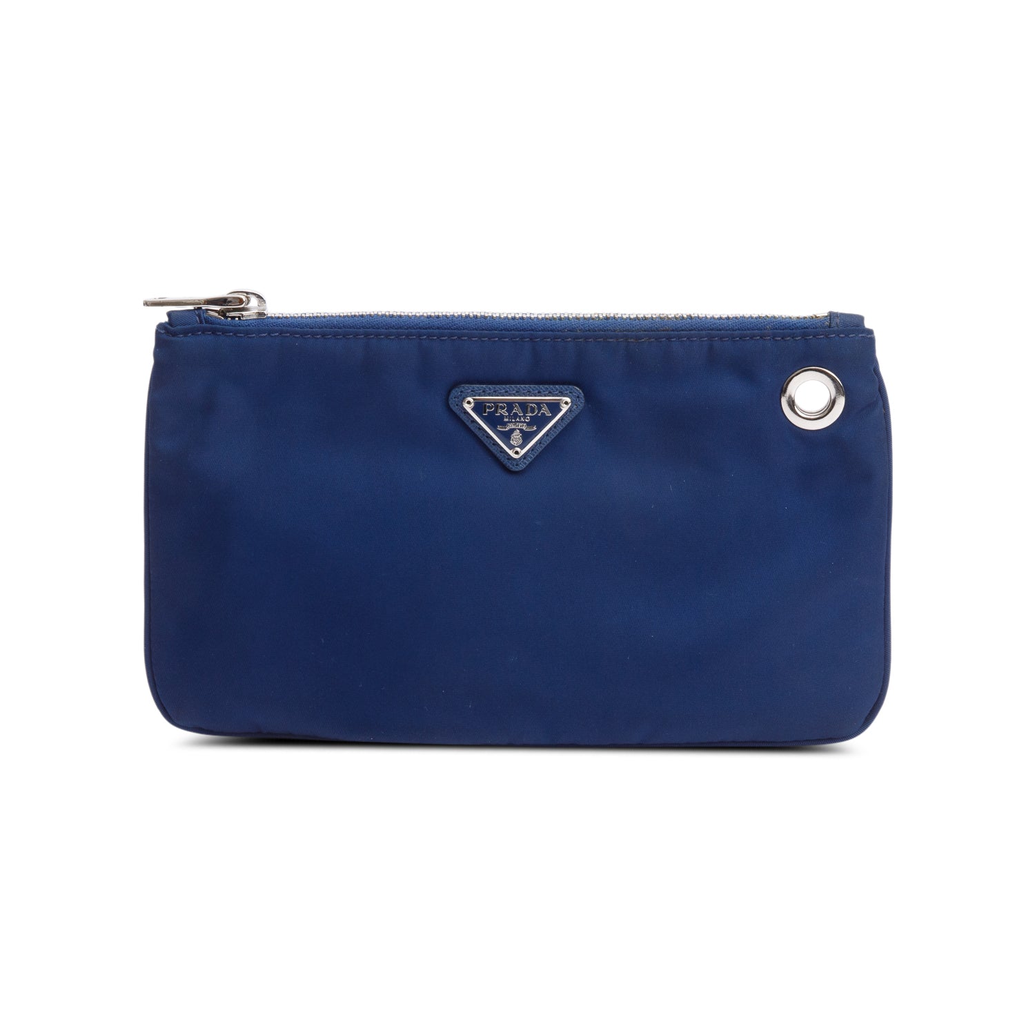 Prada Blue Tessuto Nylon O-Ring Zip Pouch