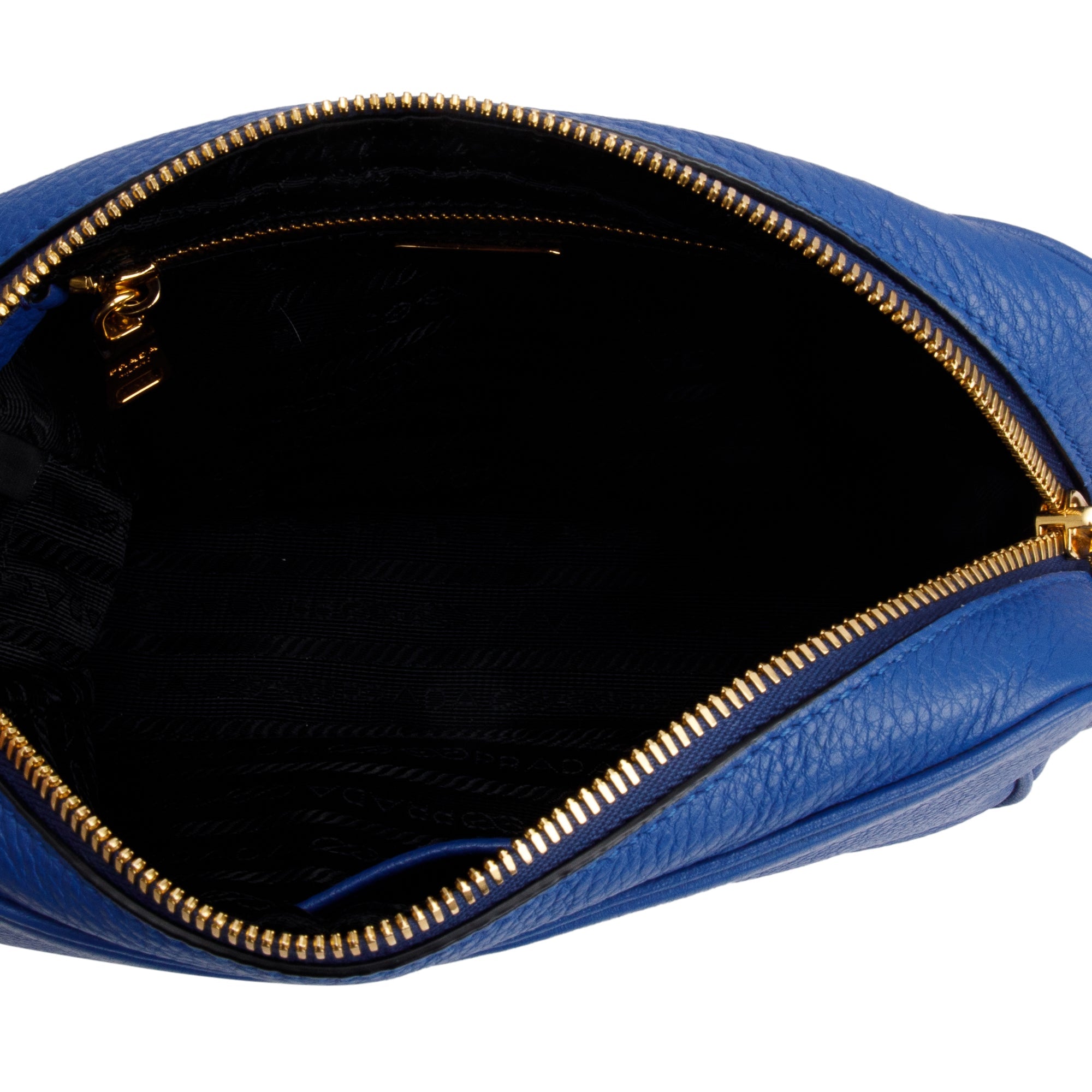 Prada Blue Vitello Daino Crossbody Bag