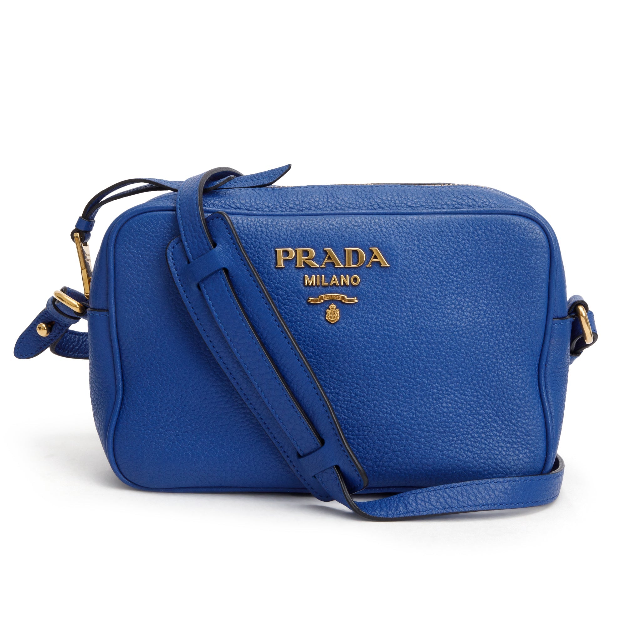 Prada Blue Vitello Daino Crossbody Bag