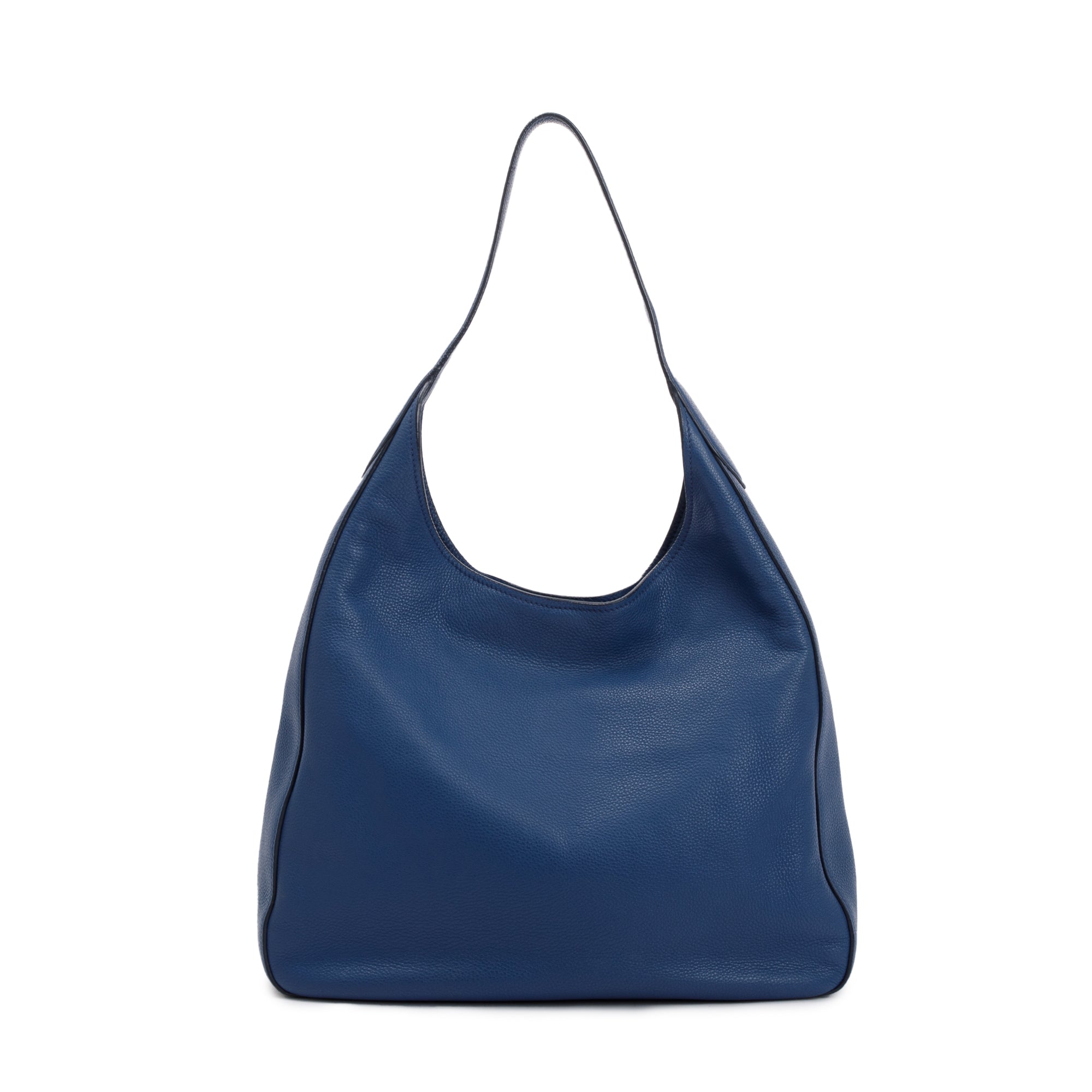 Prada Blue Vitello Daino Leather Pocket Hobo Bag