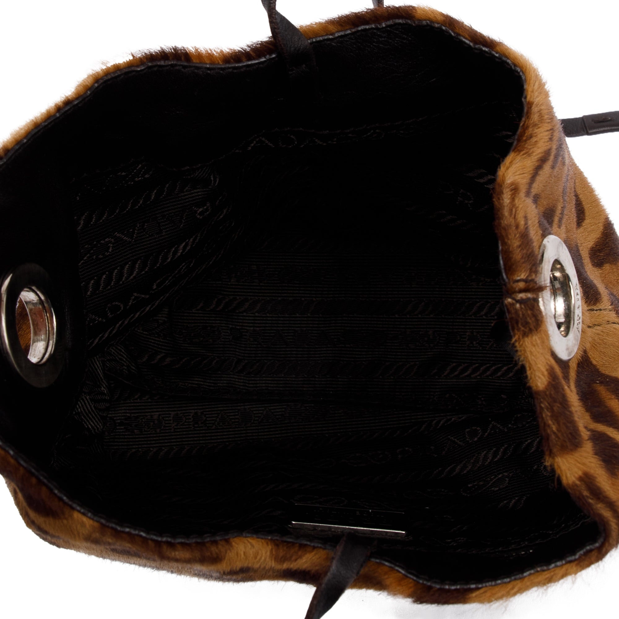 Prada Brown Cavallino Leopard Print Ring Handle Bag w/ Authenticity Card