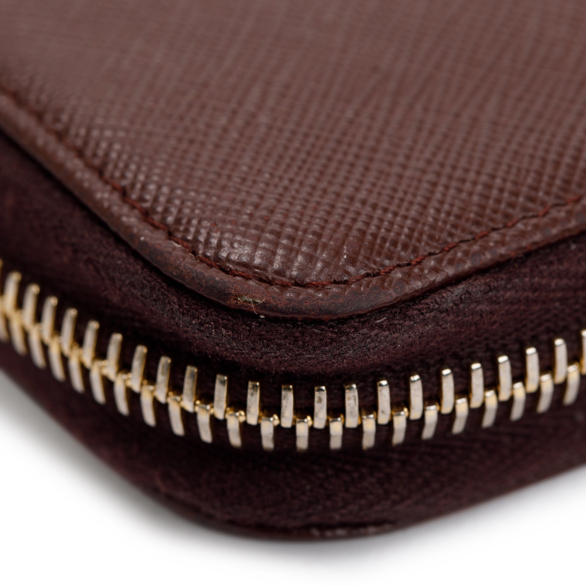 Prada Brown Saffiano Leather Zip Around Wallet