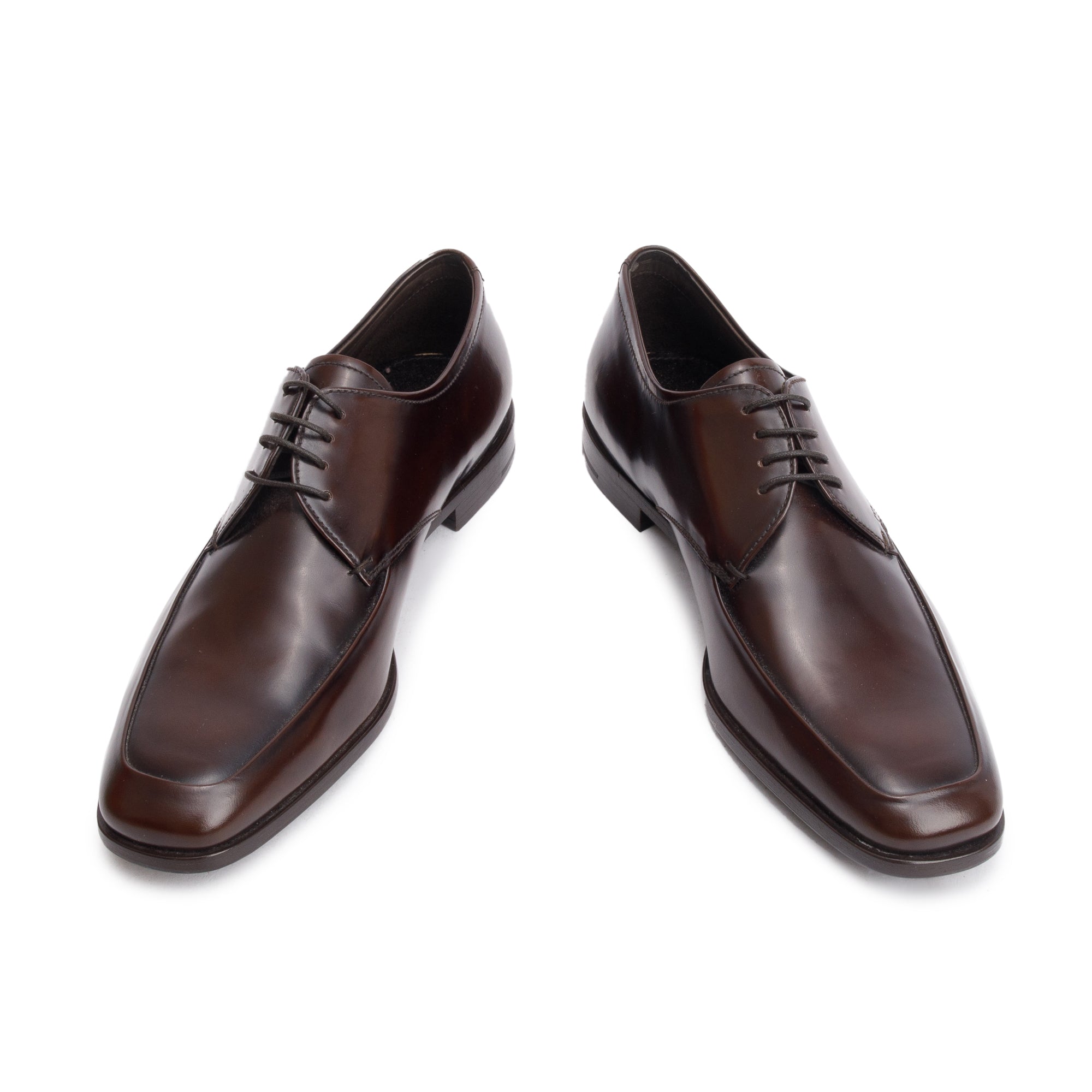 Prada Brown Spazzolato Leather Laced Oxford Men's Shoes, Size 6 w/ Box