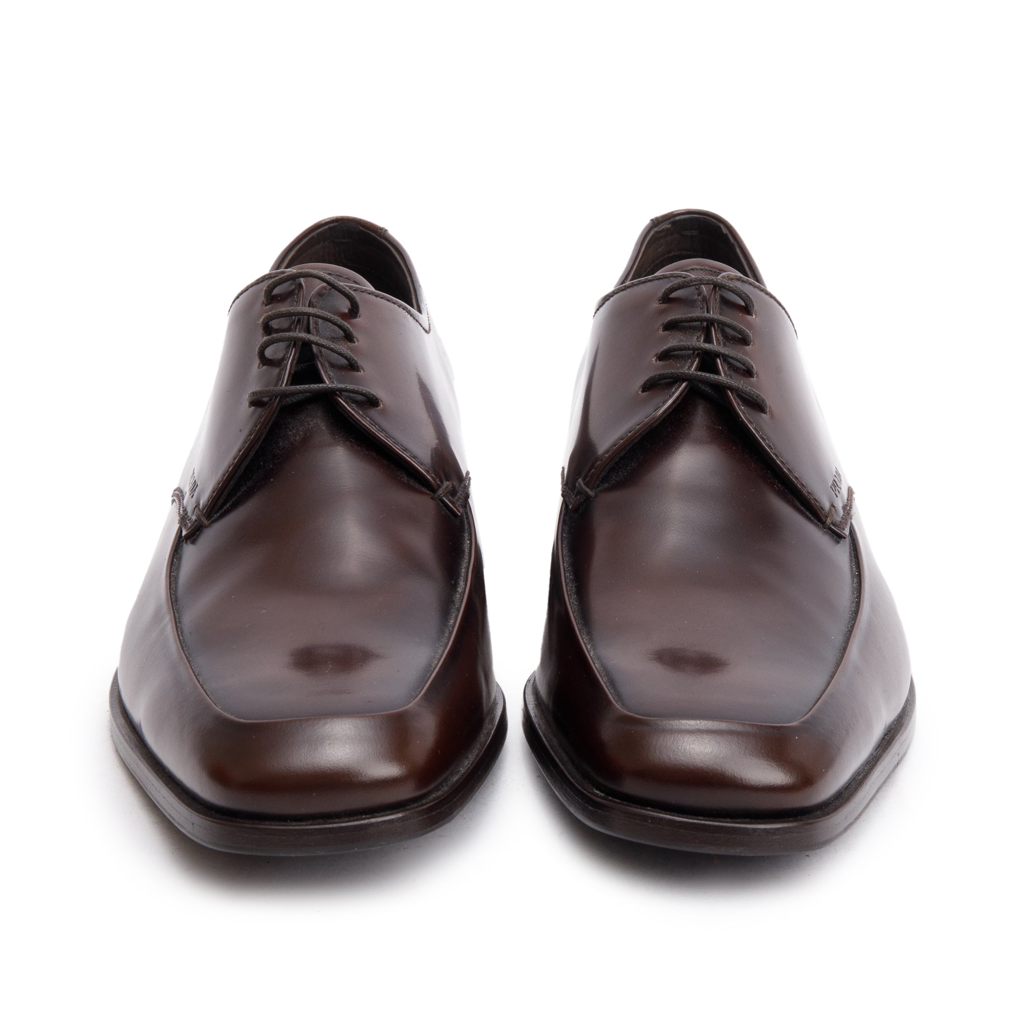 Prada Brown Spazzolato Leather Laced Oxford Men's Shoes, Size 6 w/ Box