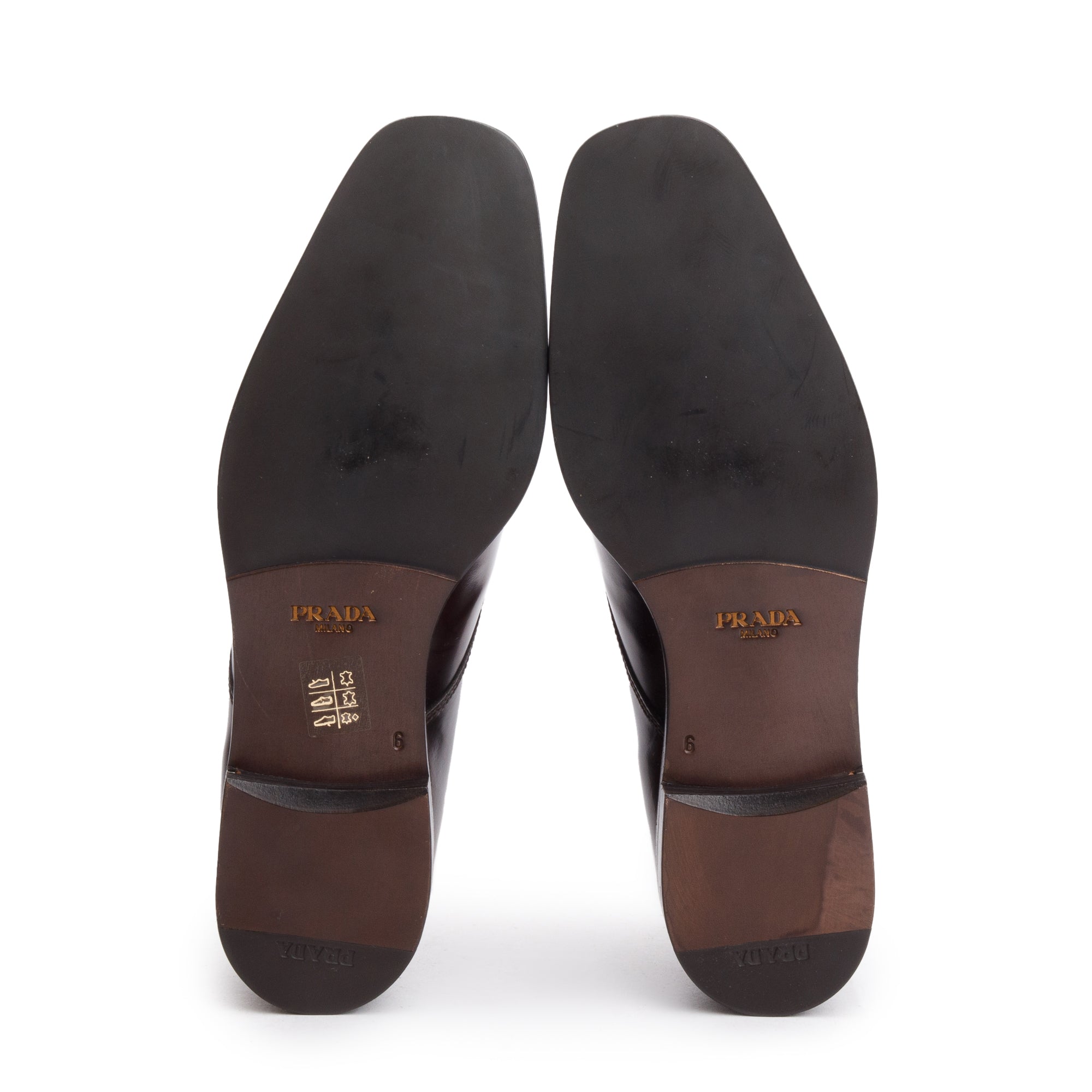 Prada Brown Spazzolato Leather Laced Oxford Men's Shoes, Size 6 w/ Box