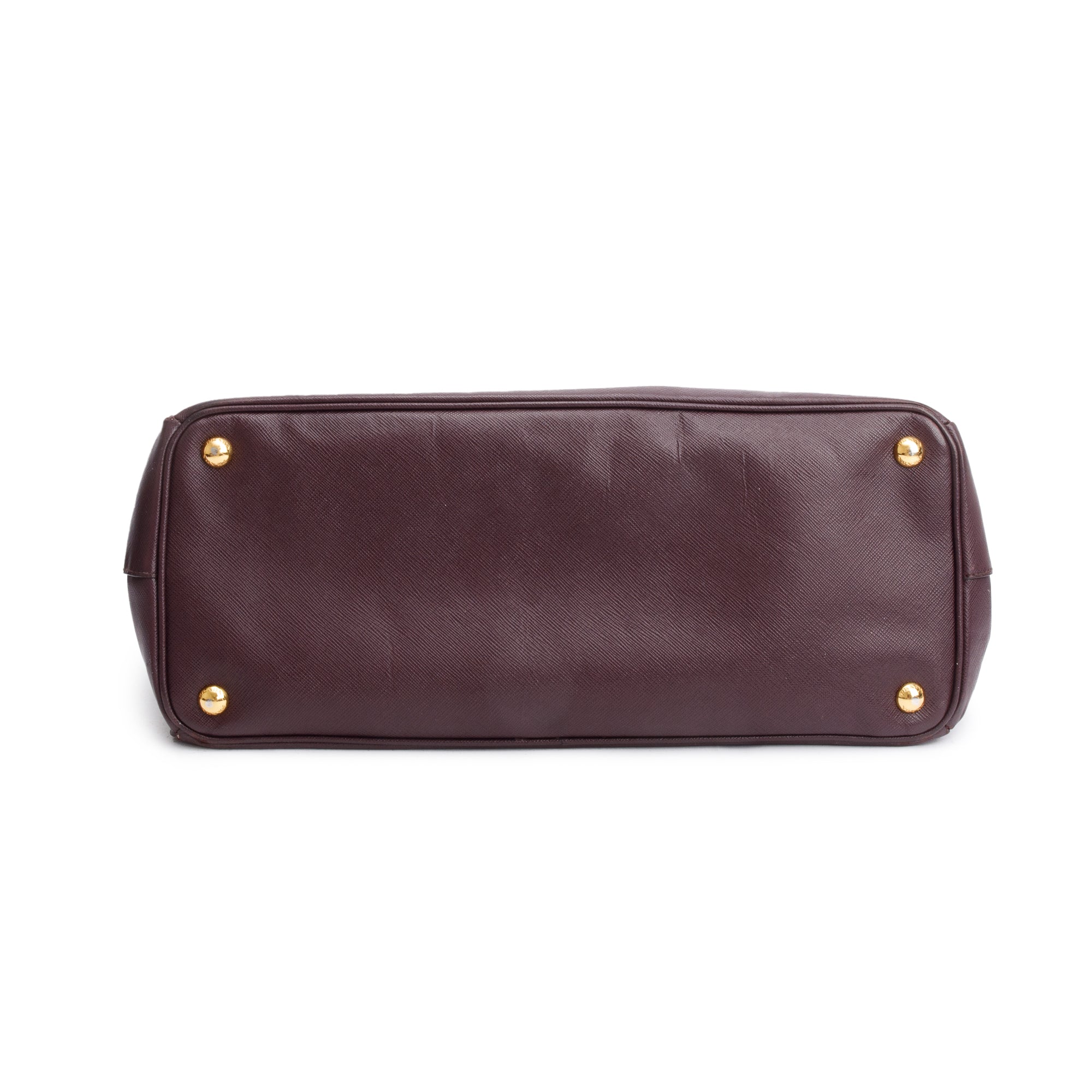 Prada Burgundy Saffiano Lux Large Double Zip Galleria Tote