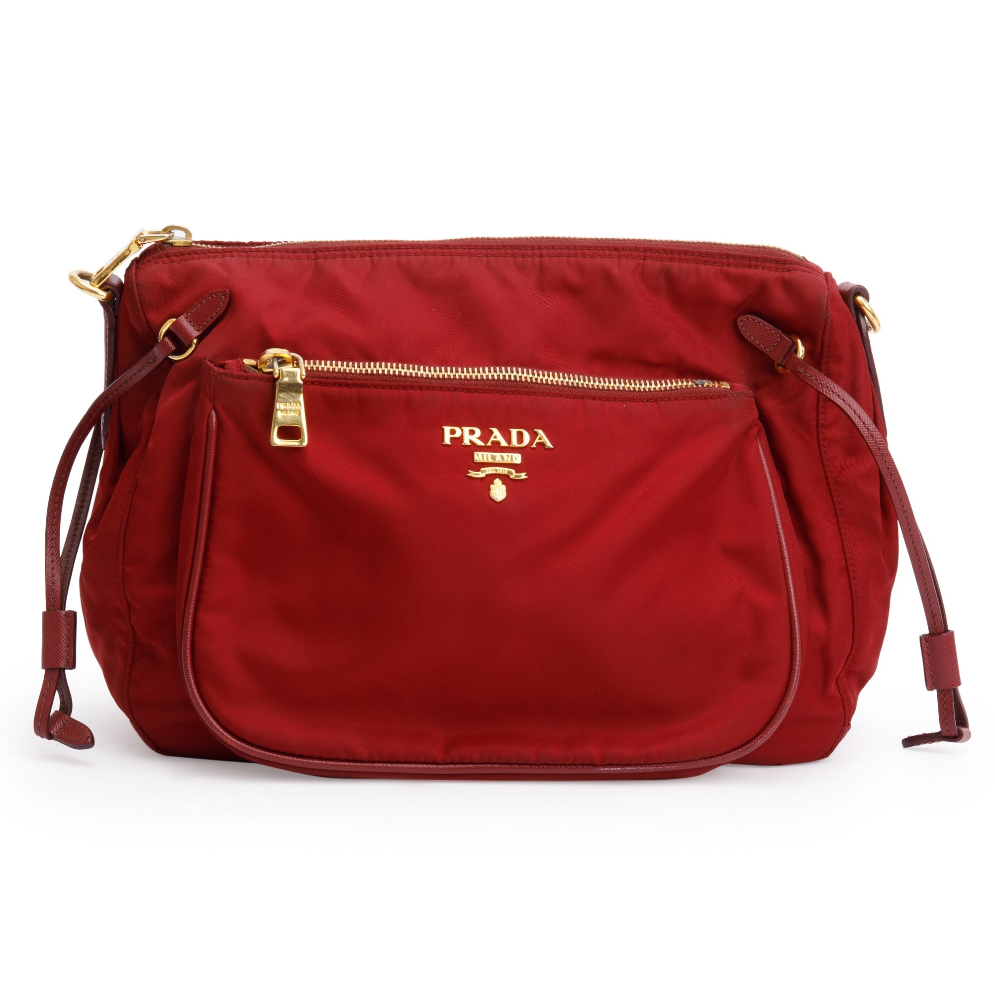 Prada Burgundy Saffiano-Trimmed Tessuto Nylon Crossbody Bag