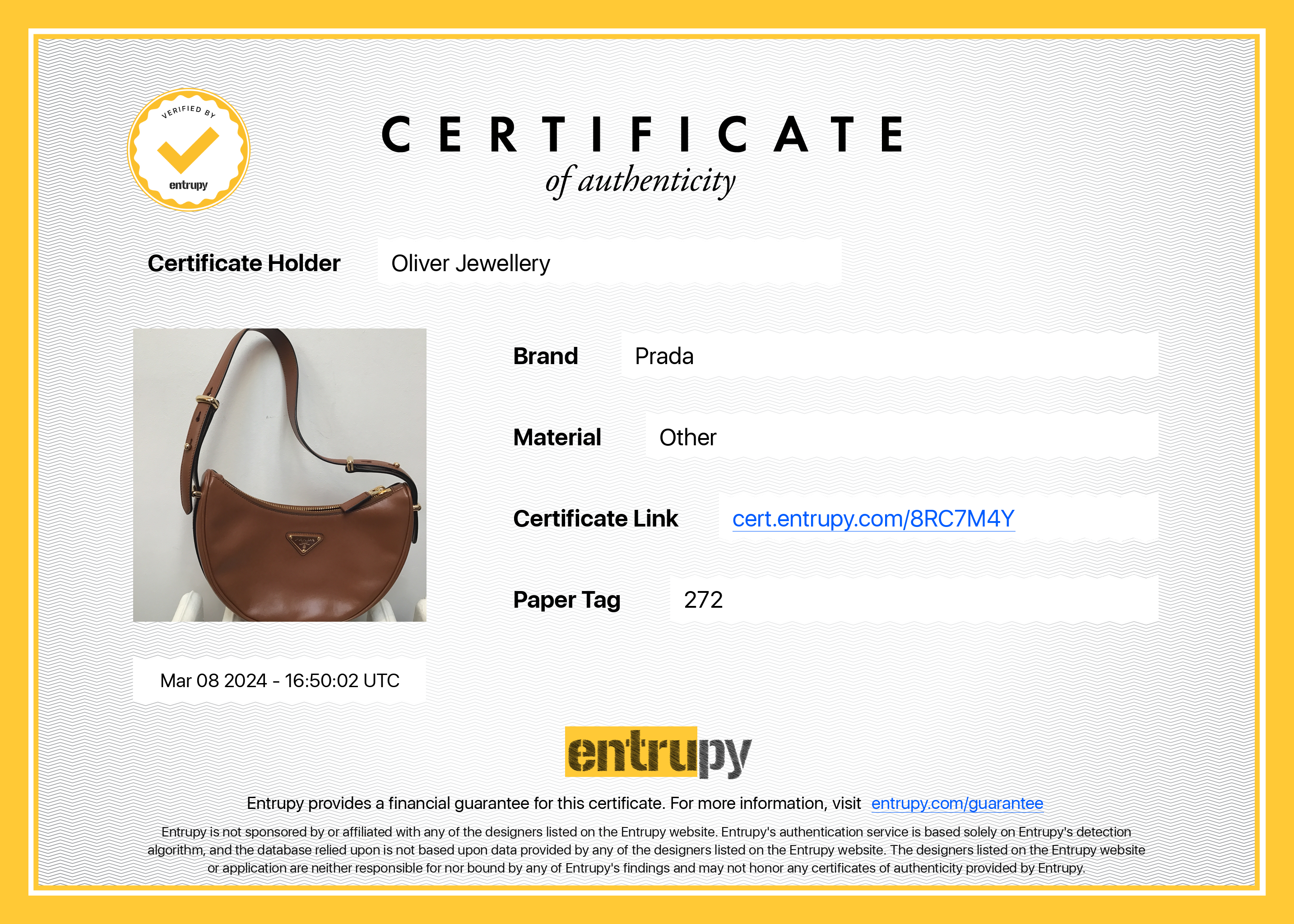 Prada Cognac Nappa Leather Arque Shoulder Bag w/ Strap