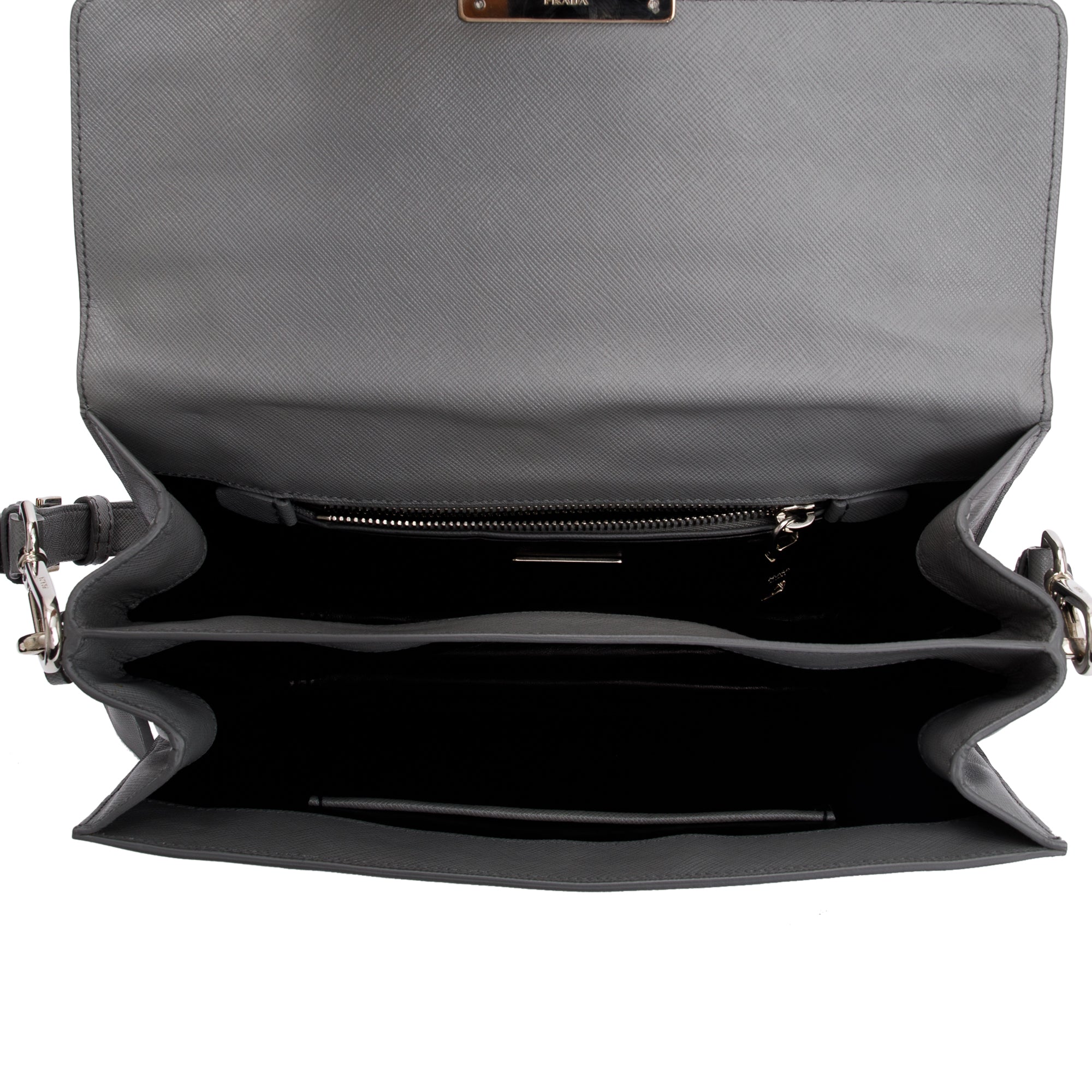 Prada Gray Saffiano Leather Soft Shoulder Bag