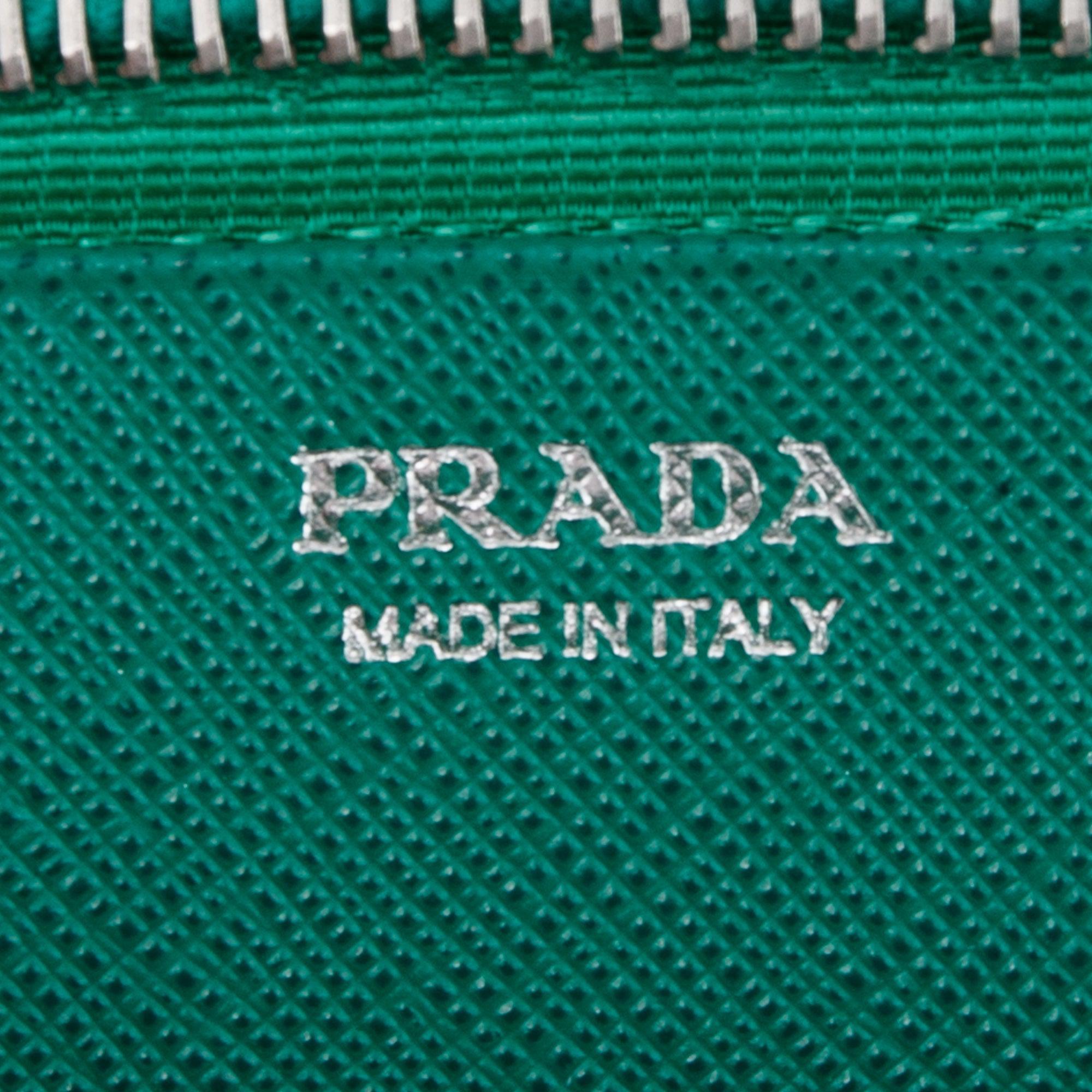 Prada Green Saffiano Leather Mini Triangle Pouch