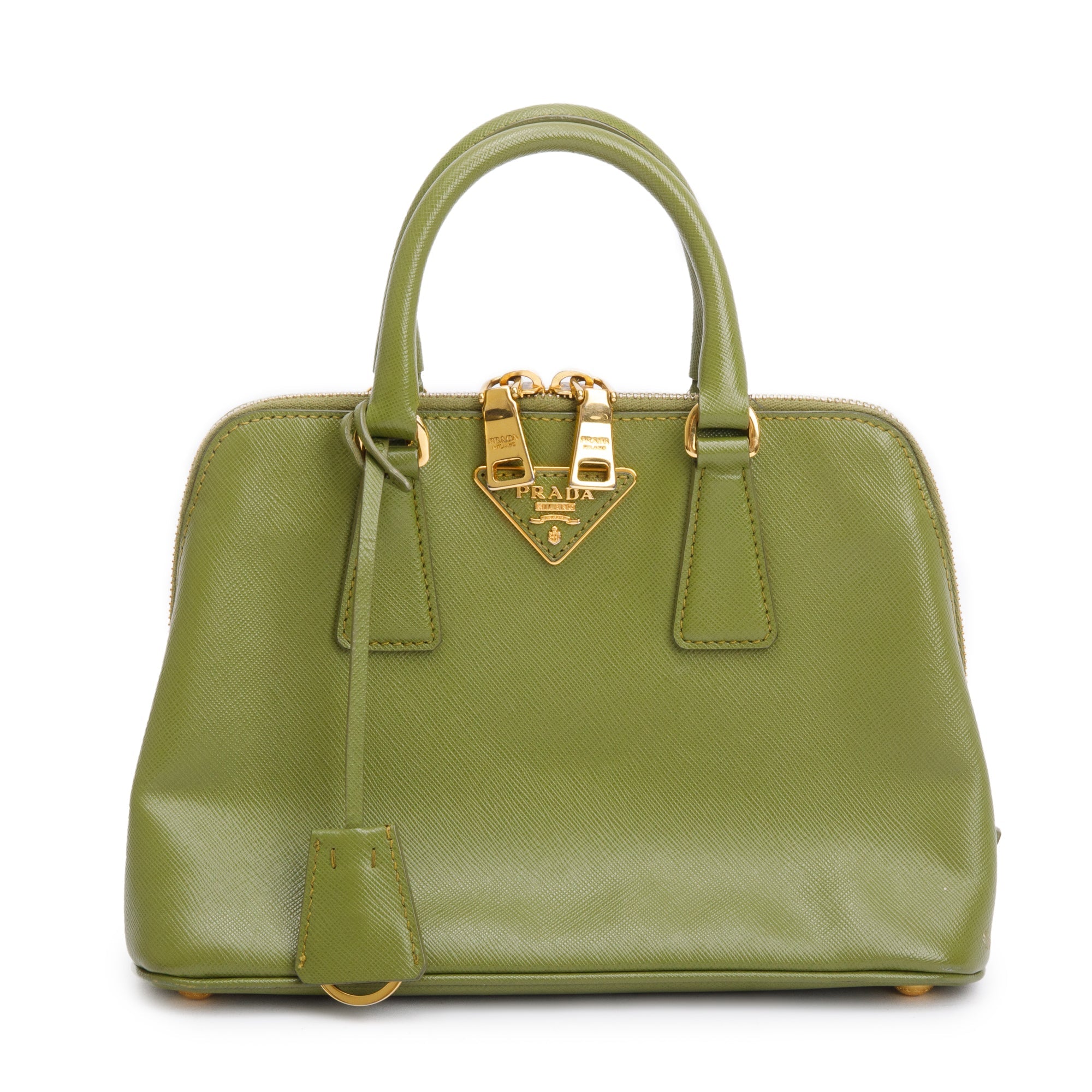 Prada Green Saffiano Lux Small Promenade Tote w/ Strap