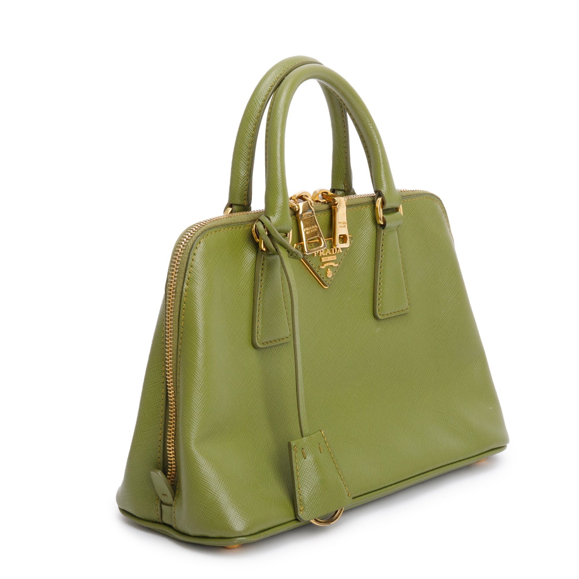 Prada Green Saffiano Lux Small Promenade Tote w/ Strap