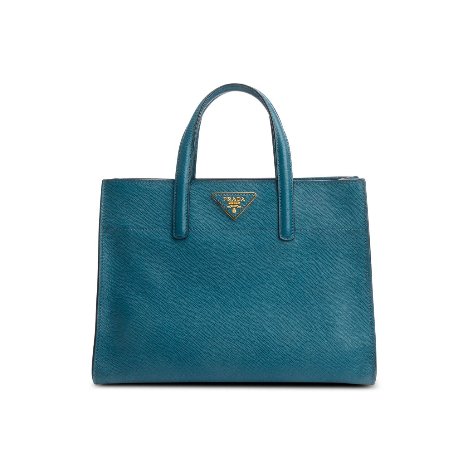 Prada Green Saffiano Soft Triple Pocket Convertible Tote w/ Strap