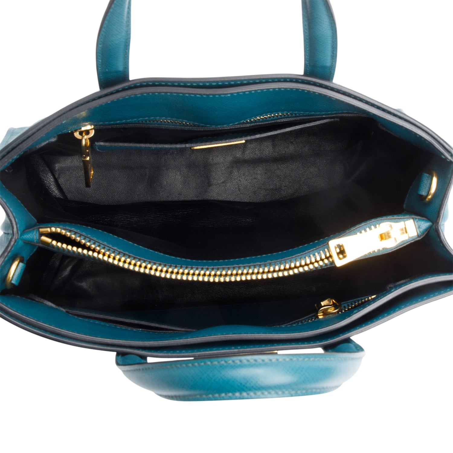 Prada Green Saffiano Soft Triple Pocket Convertible Tote w/ Strap