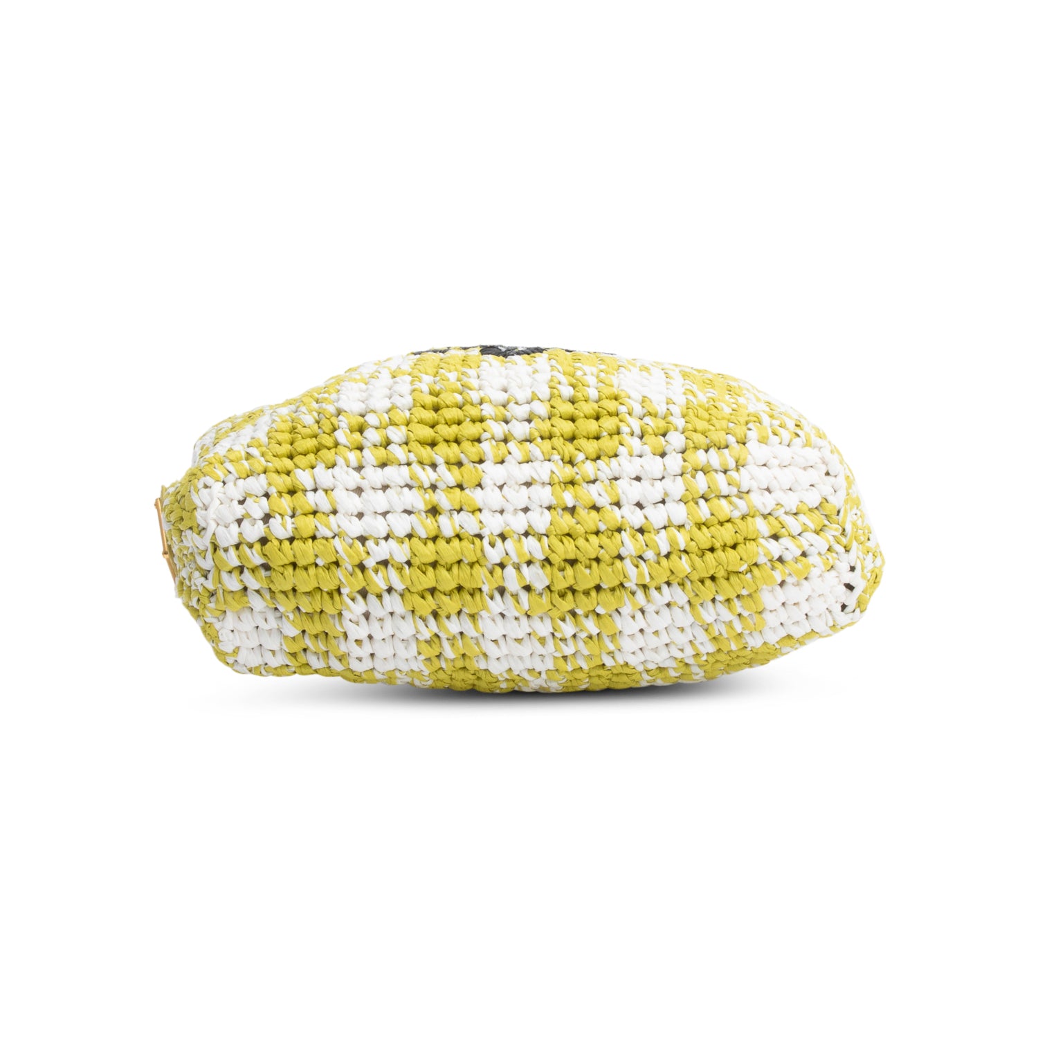 Prada Green/White Crochet Raffia Small Logo Tote