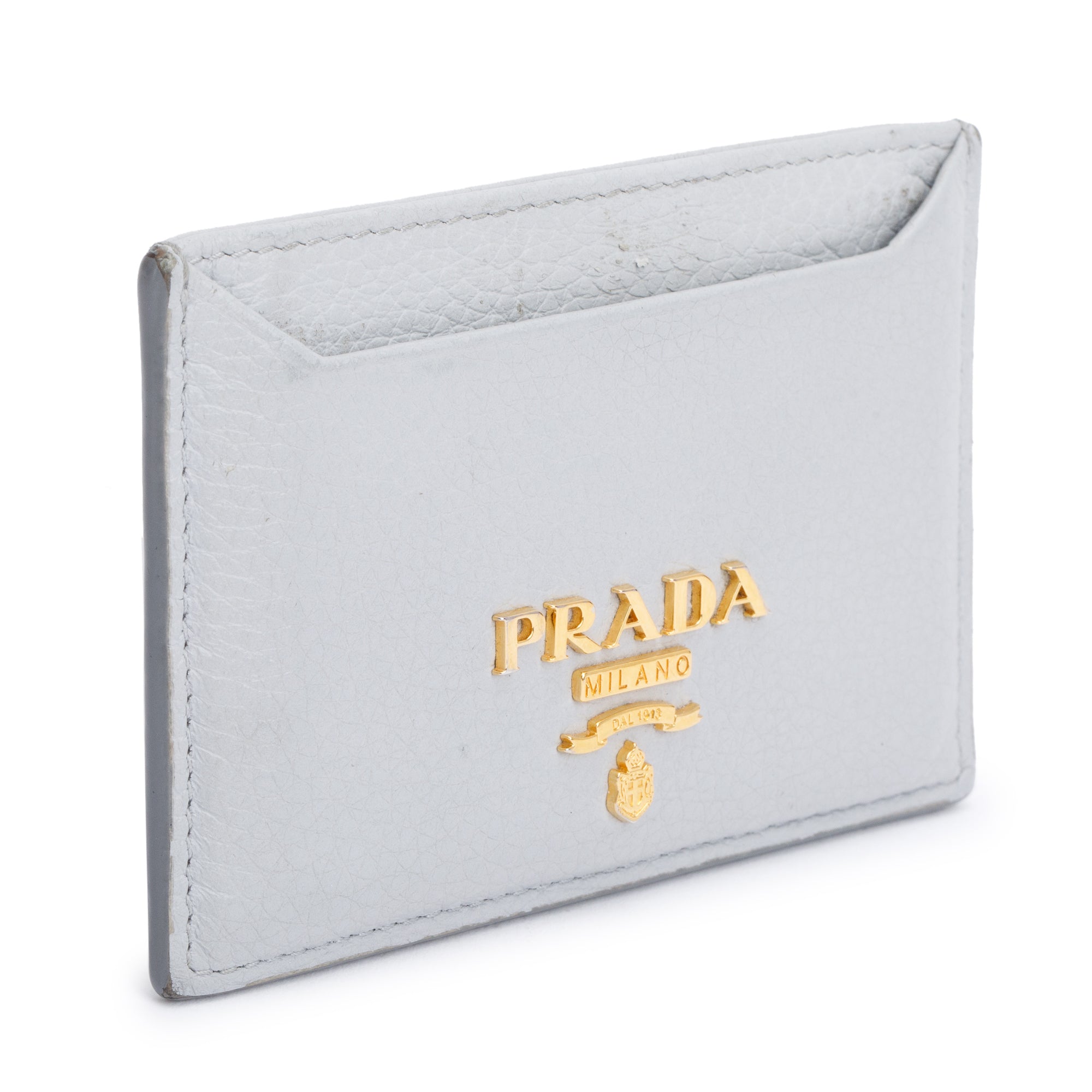 Prada Grey Saffiano Leather Card Holder w/ Box