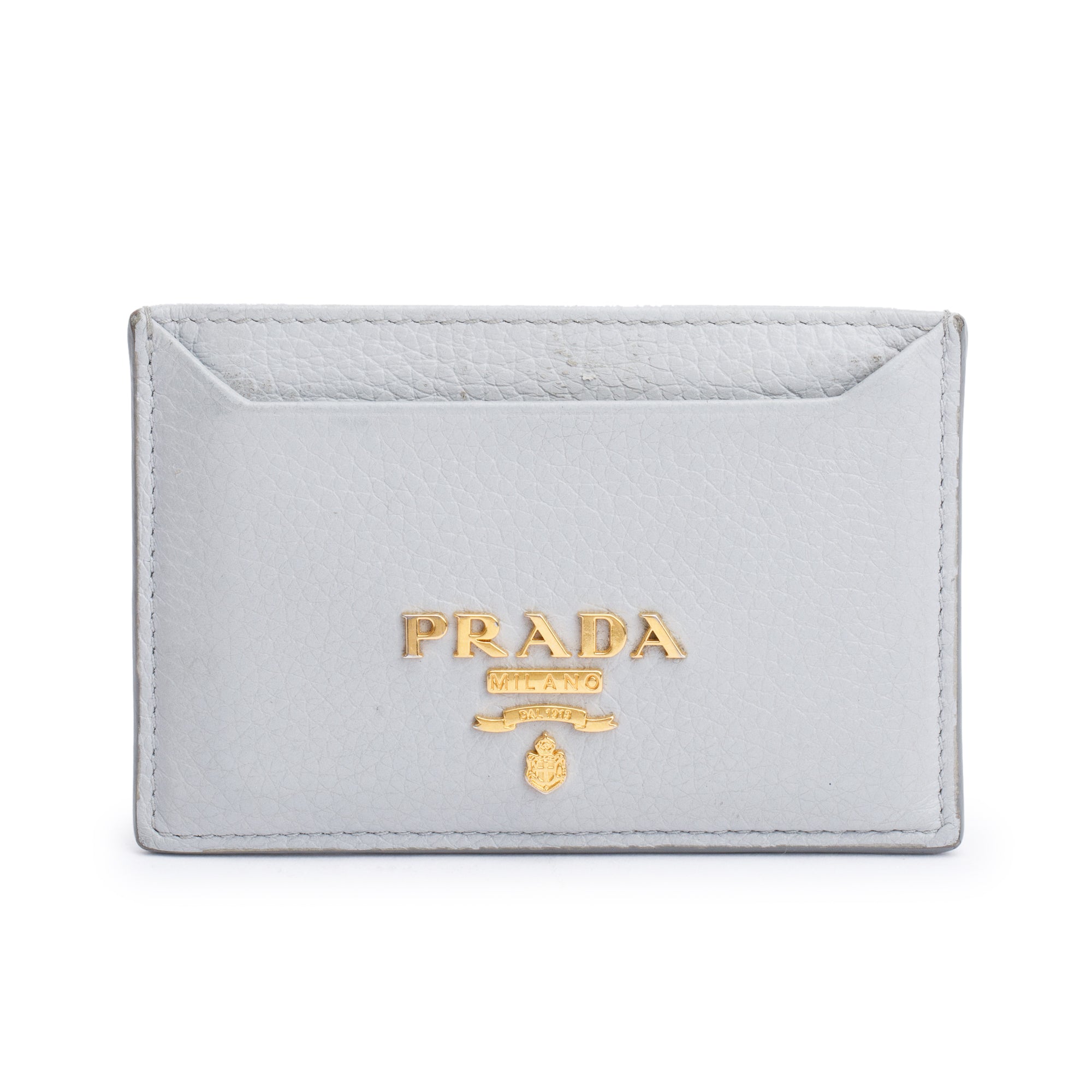 Prada Grey Saffiano Leather Card Holder w/ Box