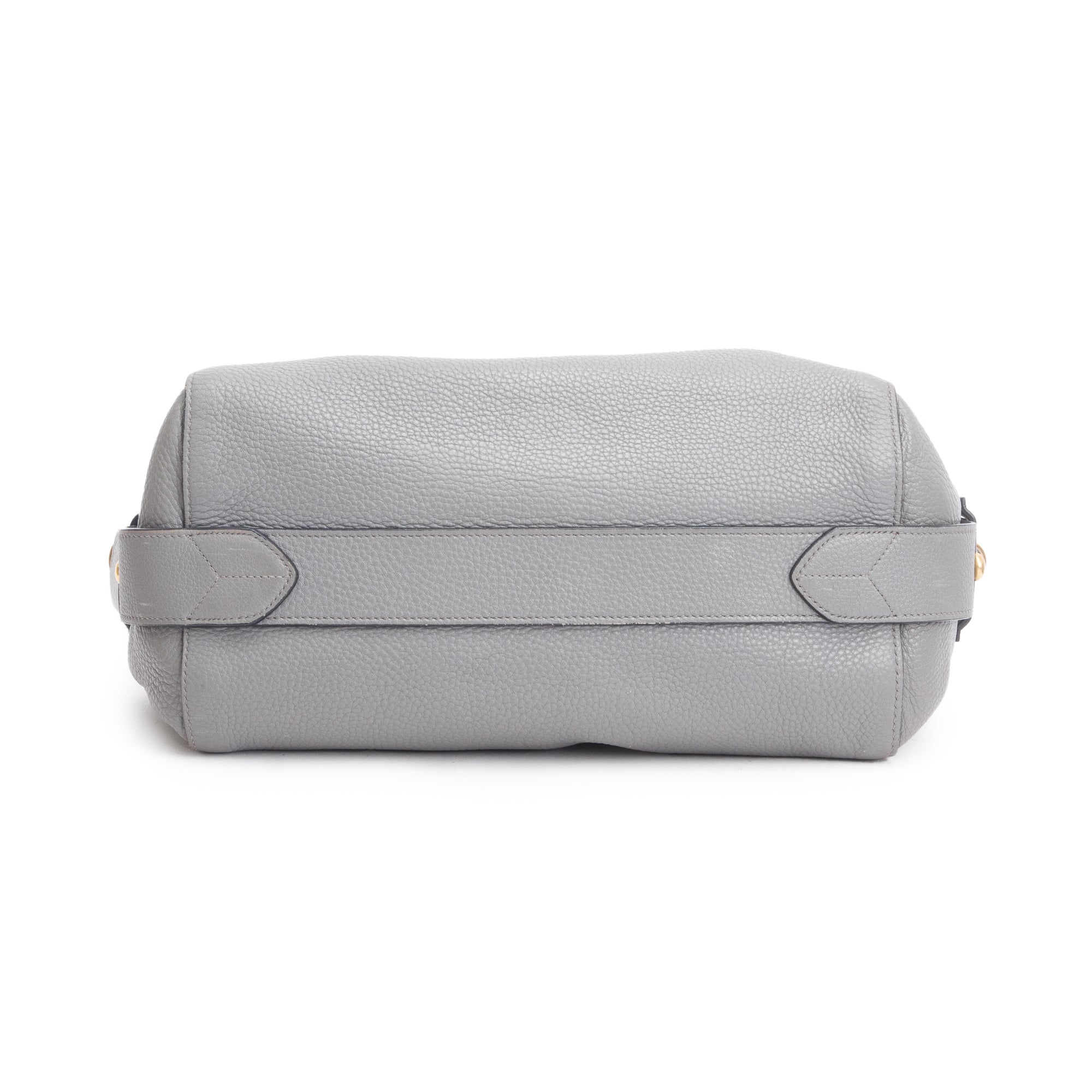 Prada Grey Vitello Daino Leather Baulleto Tote w/ Strap