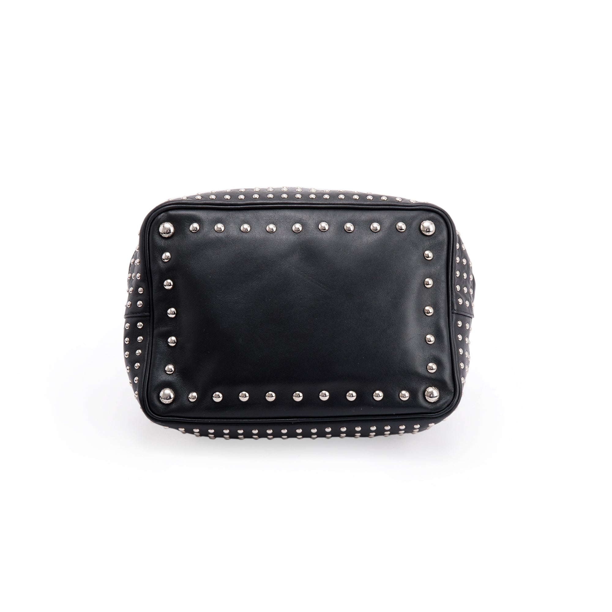 Prada Grommet Embellished City Calf Bucket Bag